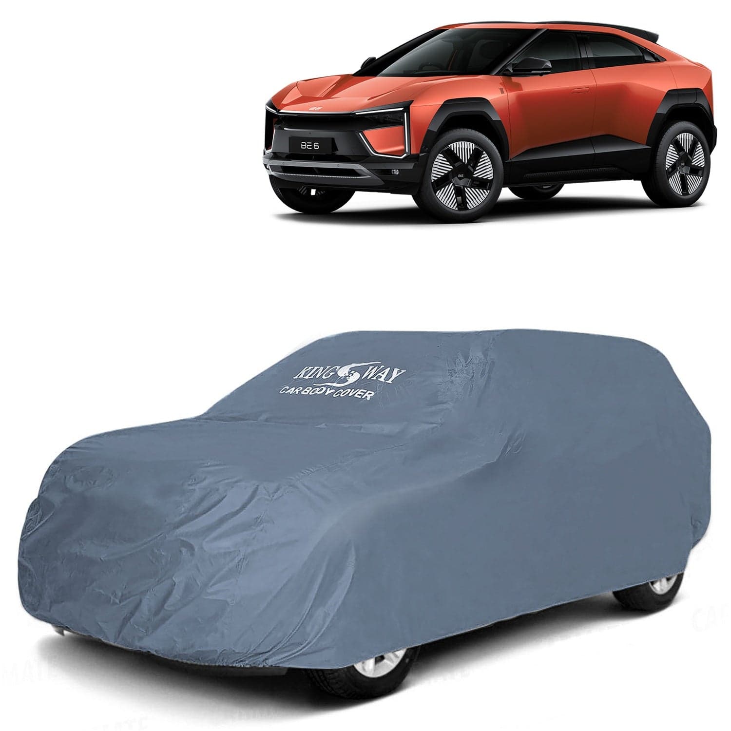 BE 6 Car Body Cover Dustproof for (Year 2025 Onwards) All Model, Compatible with Mahindra BE 6 Car Cover, Comes with Bird Droppings, Scratch, UV and Paint Protection, Grey Matty