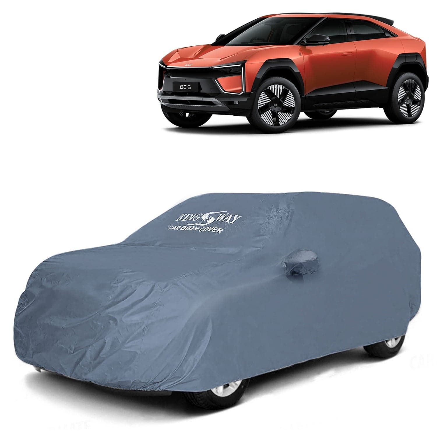 BE 6 Car Body Cover Dustproof with Mirror Pockets for (Year 2025 Onwards), Compatible with Mahindra BE 6 Car Cover, Comes with Bird Poop, Scratch, UV and Paint Protection, Grey Matty