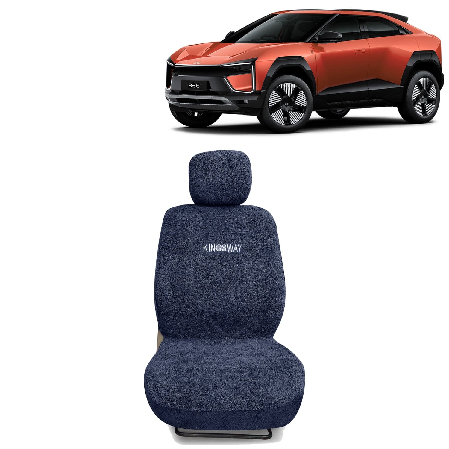BE 6E Seat Cover for (Year 2025 Onwards) All Model, Towel Fabric Car Seat Covers Compatible with Mahindra BE 6E, Complete Set (Car Specific Front + Rear Seat Covers), Grey Color
