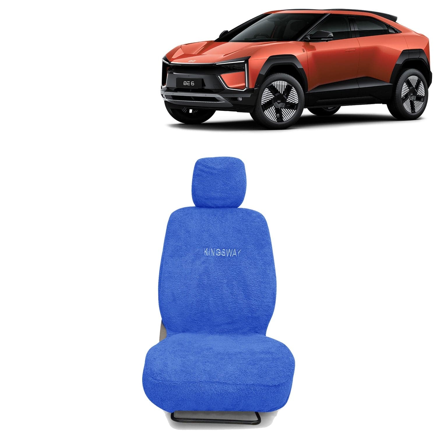 BE 6E Seat Cover for (Year 2025 Onwards) All Model, Towel Fabric Car Seat Covers Compatible with Mahindra BE 6E, Complete Set (Car Specific Front + Rear Seat Covers), Blue Color