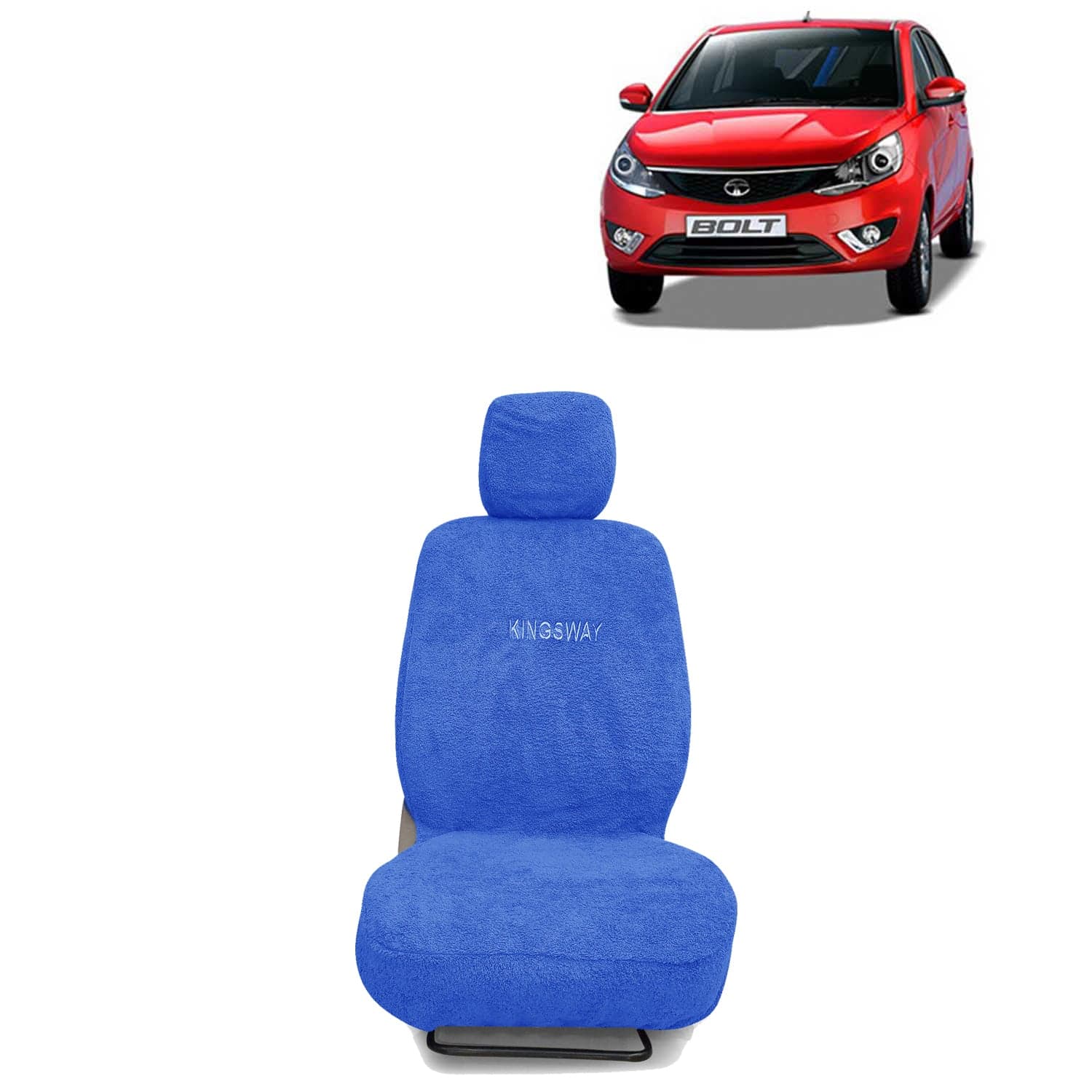 Bolt Seat Cover for (Year 2014 to 2019) All Model, Towel Fabric Car Seat Covers Compatible with Tata Bolt, Complete Set (Car Specific Front + Rear Seat Covers), Blue Color