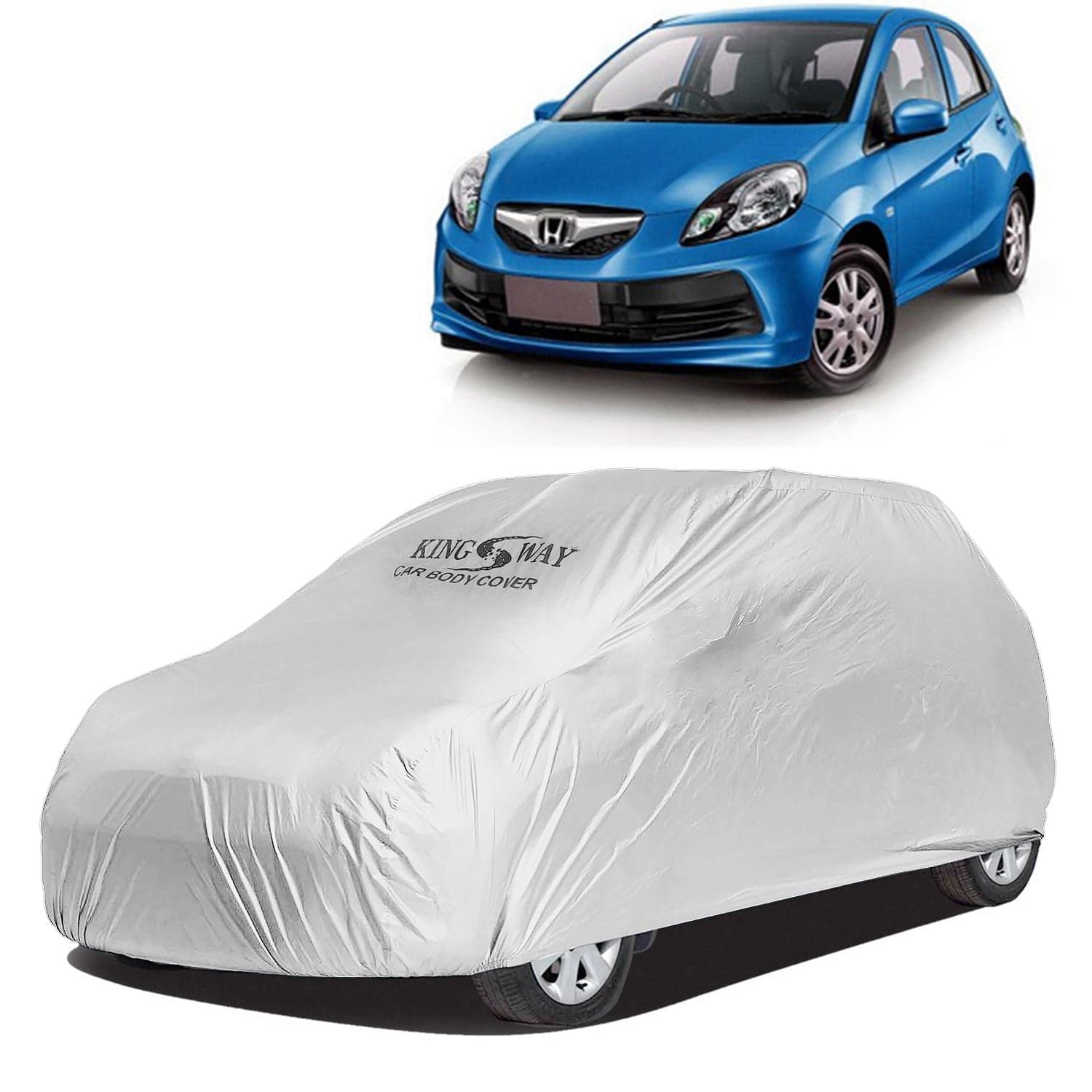 Brio Car Body Cover Dustproof for (Year 2011 to 2019) All Model, Compatible with Honda Brio Car Cover, Comes with Bird Droppings, Scratch, UV and Paint Protection, Silver Matty
