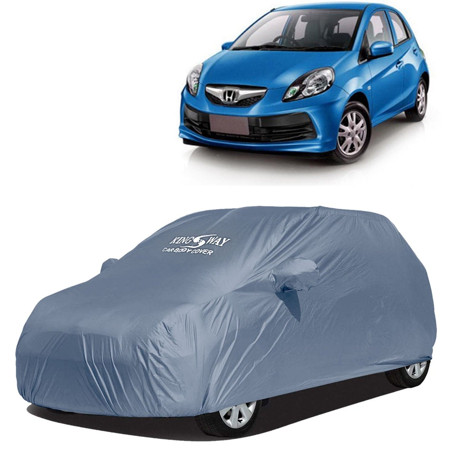 Brio Car Body Cover Dustproof with Mirror Pockets for (Year 2011 to 2019), Compatible with Honda Brio Car Cover, Comes with Bird Poop, Scratch, UV and Paint Protection, Grey Matty