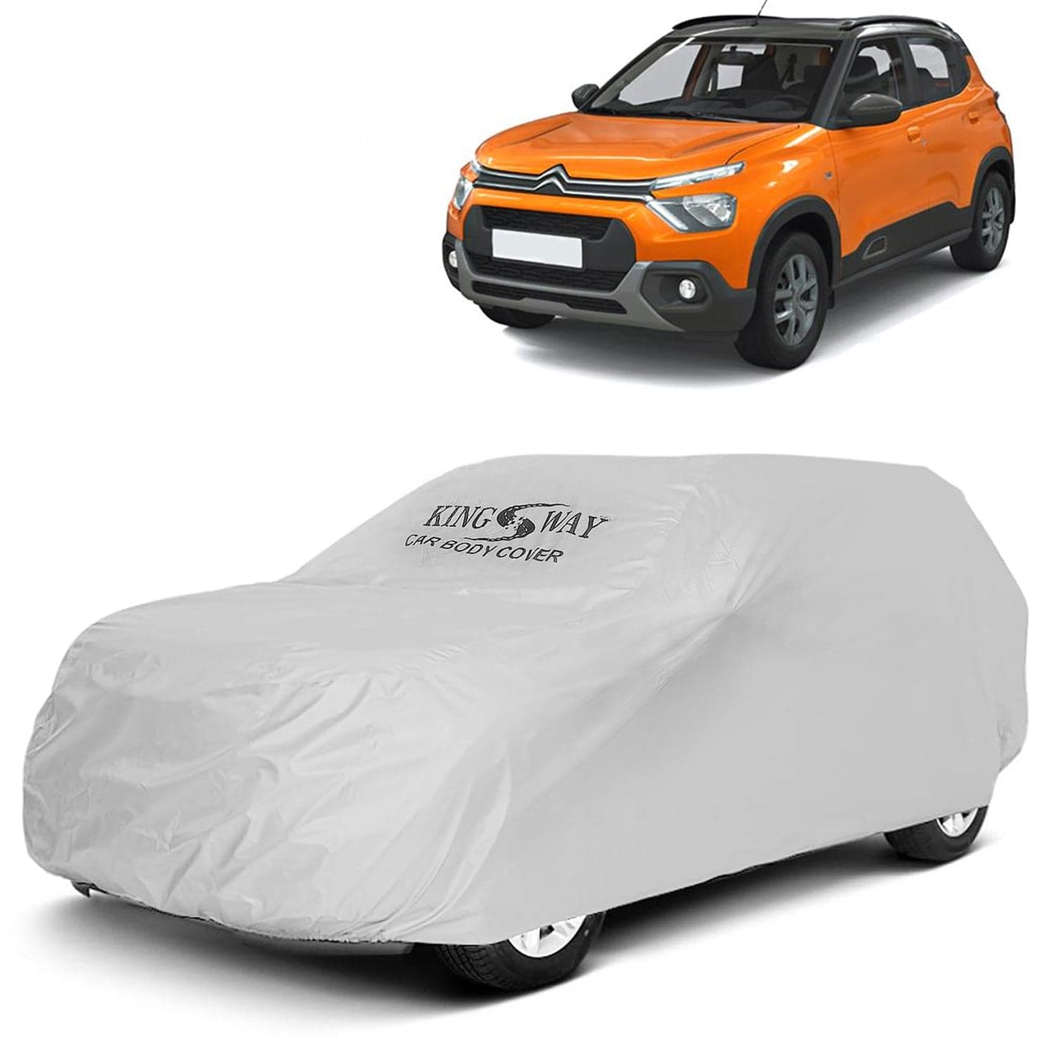 C3 Car Body Cover Dustproof for (Year 2022 Onwards) All Model, Compatible with Citroen C3 Car Cover, Comes with Bird Droppings, Scratch, UV and Paint Protection, Silver Matty