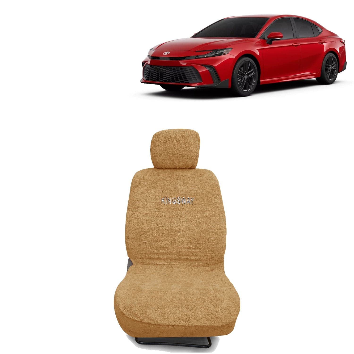 Camry Seat Cover for (Year 2025 Onwards) All Model, Towel Fabric Car Seat Covers Compatible with Toyota Camry, Complete Set (Car Specific Front + Rear Seat Covers), Beige Color