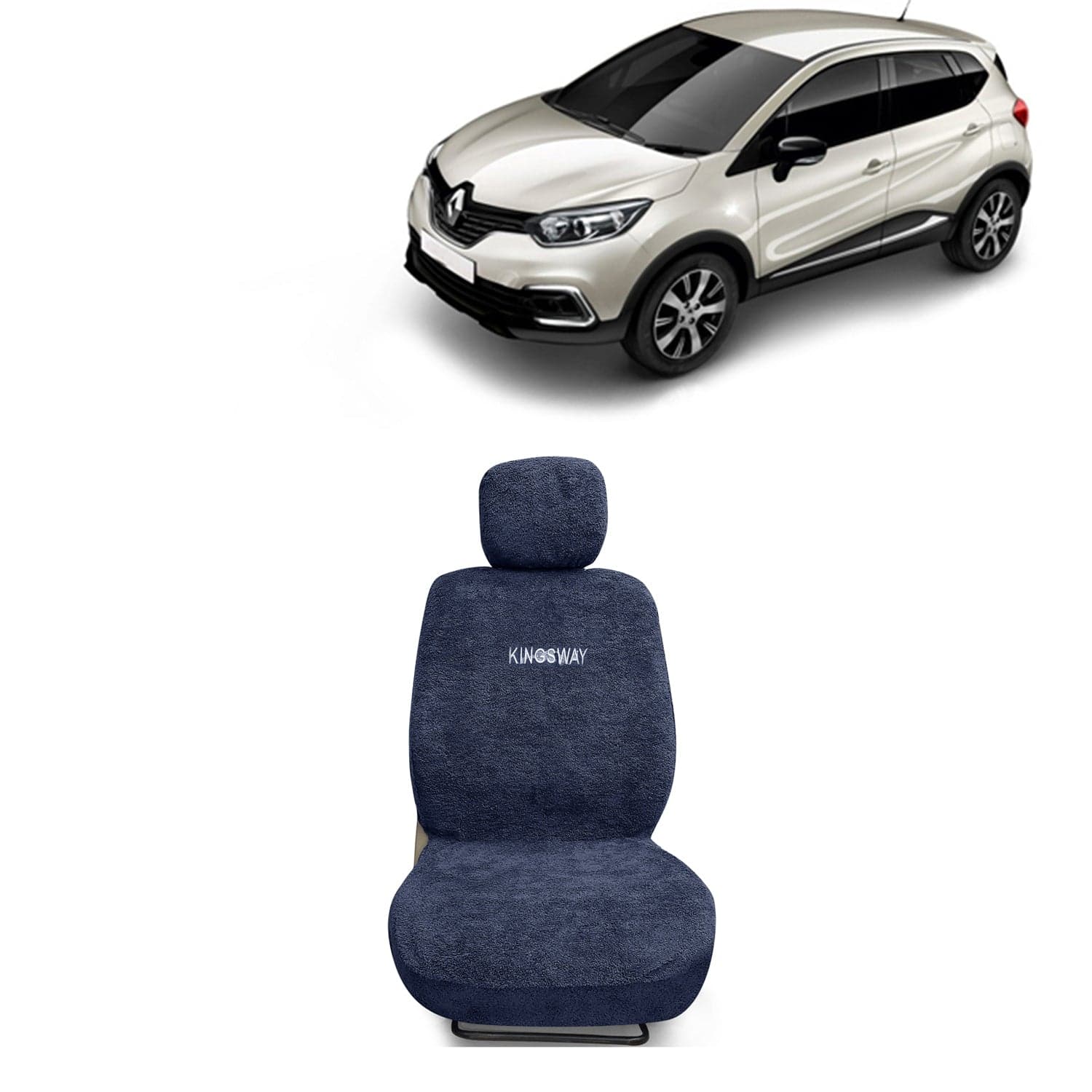 Captur Seat Cover for (Year 2017 to 2020) All Model, Towel Fabric Car Seat Covers Compatible with Renault Captur, Complete Set (Car Specific Front + Rear Seat Covers), Grey Color