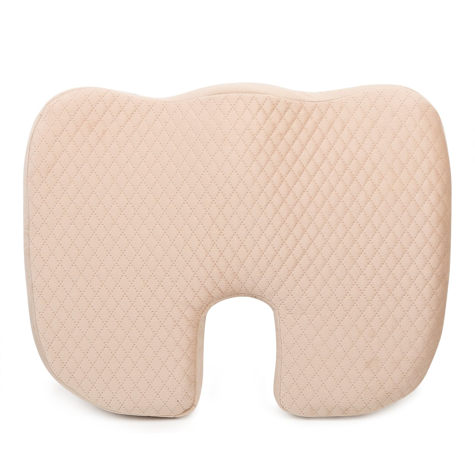 Car Accessories Coccyx Seat Cushion Pillow, Universal Use, Long Drive Travel Comfort Memory Foam Car Cushion in Beige, Super Soft and Super Comfort Dotted Design Coccyx Pillow, Pack of 1