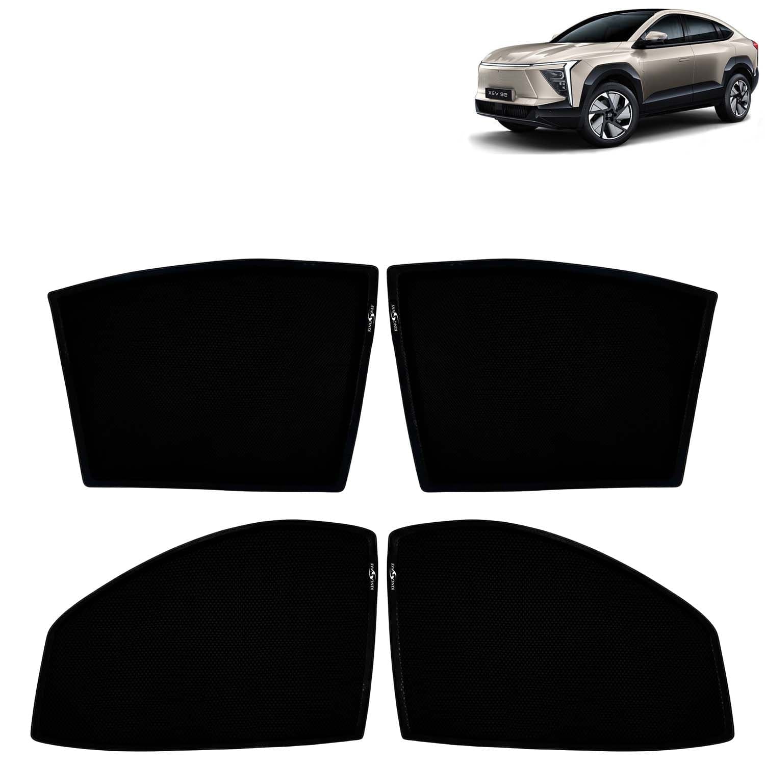 Car Sun Shade Curtains Only Compatible with Mahindra XEV 9E (2025 Onwards) | Z-Black Fix-Type (Non-Magnetic) | UV & Heat Protection | Pack of 4 Pcs