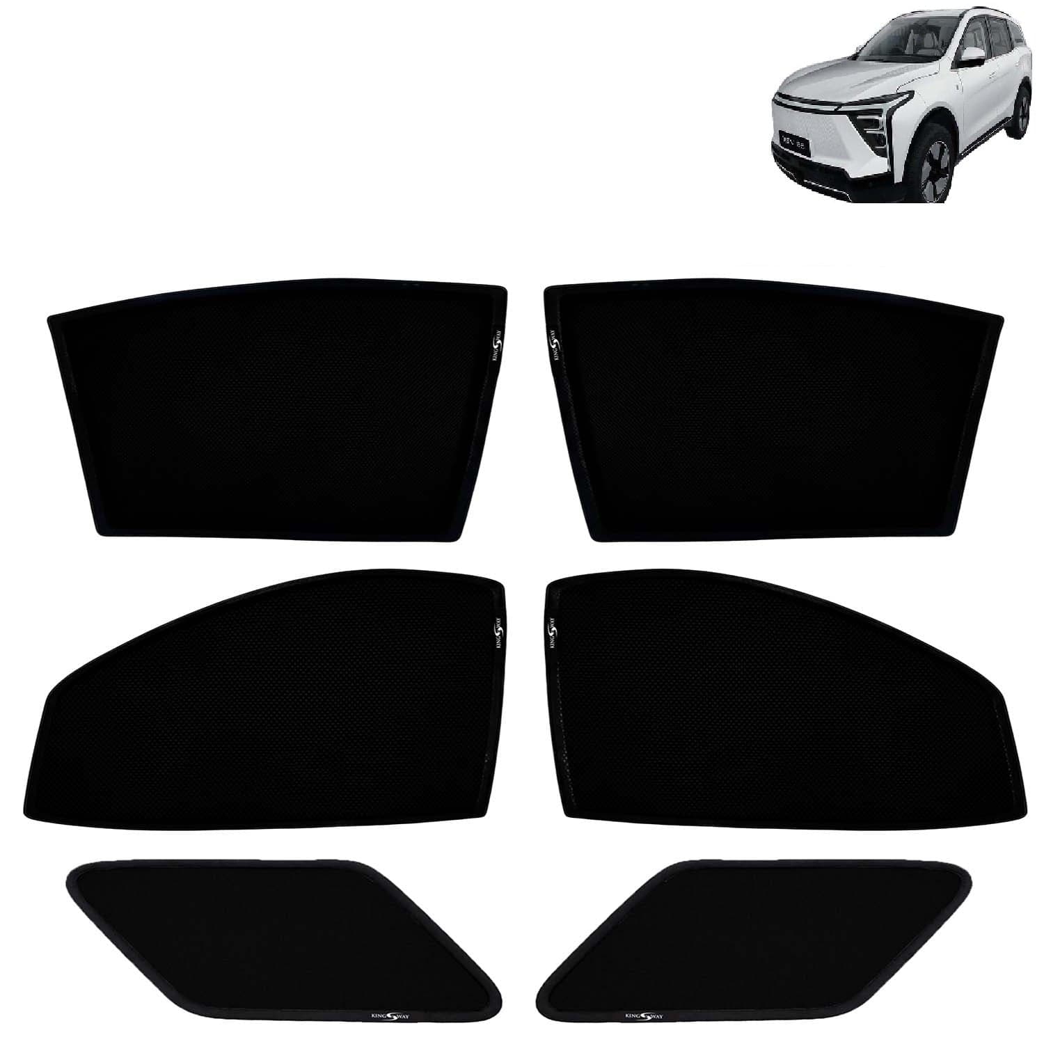 Car Sun Shade Curtains Only Compatible with Mahindra XEV 9S (2026 Onwards) | Z-Black Fix-Type (Non-Magnetic) | UV & Heat Protection | Pack of 6 Pcs