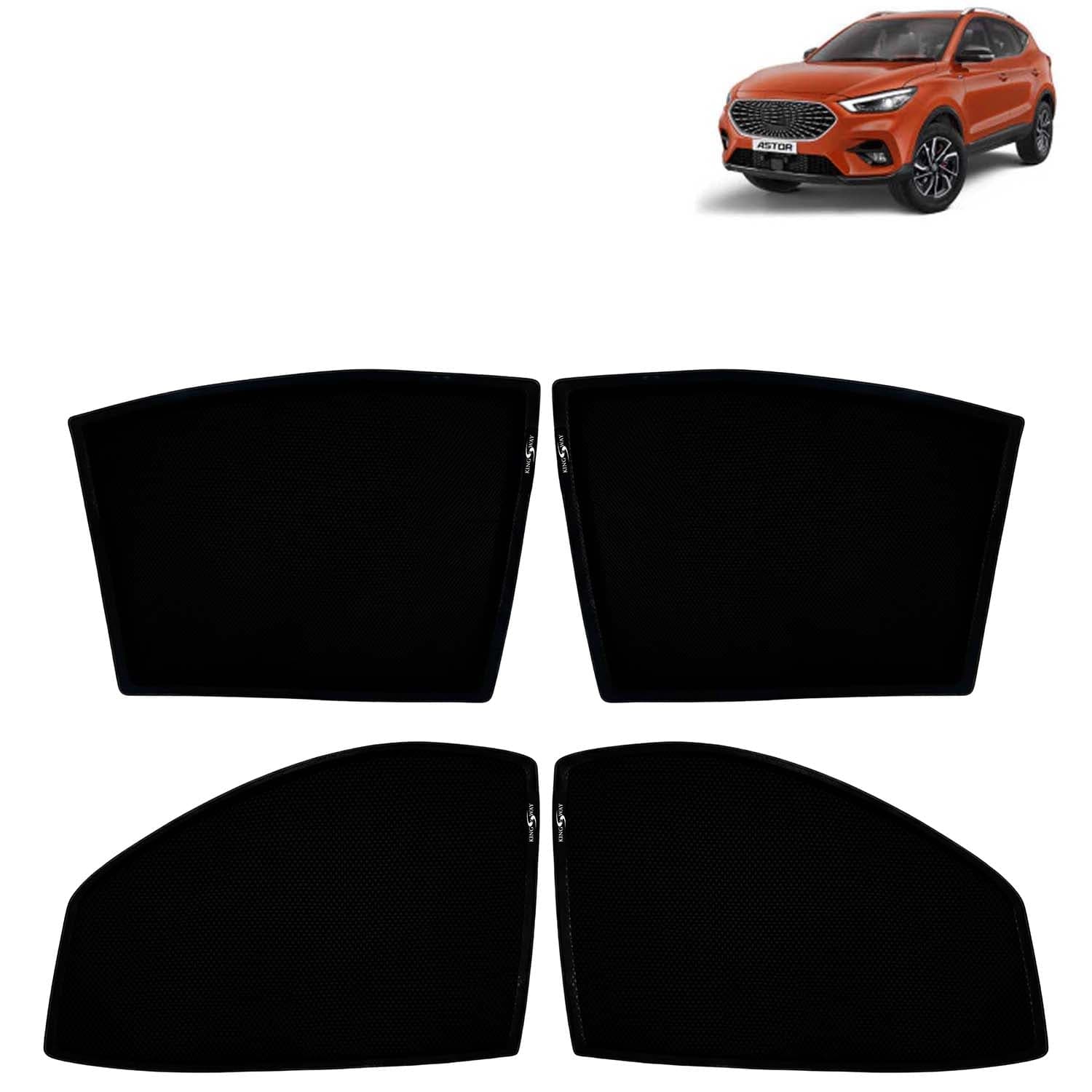 Car Sun Shade Curtains Only Compatible with Morris Garages (MG) Astor (2021 Onwards) | Z-Black Fix-Type (Non-Magnetic) | UV & Heat Protection | Pack of 4 Pcs