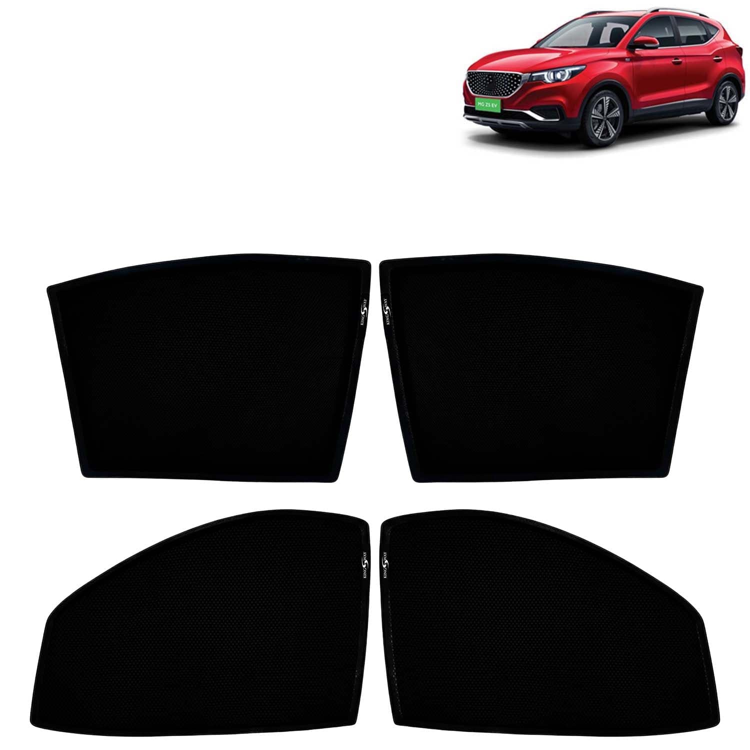Car Sun Shade Curtains Only Compatible with Morris Garages (MG) ZS EV (2020 Onwards) | Z-Black Fix-Type (Non-Magnetic) | UV & Heat Protection | Pack of 4 Pcs