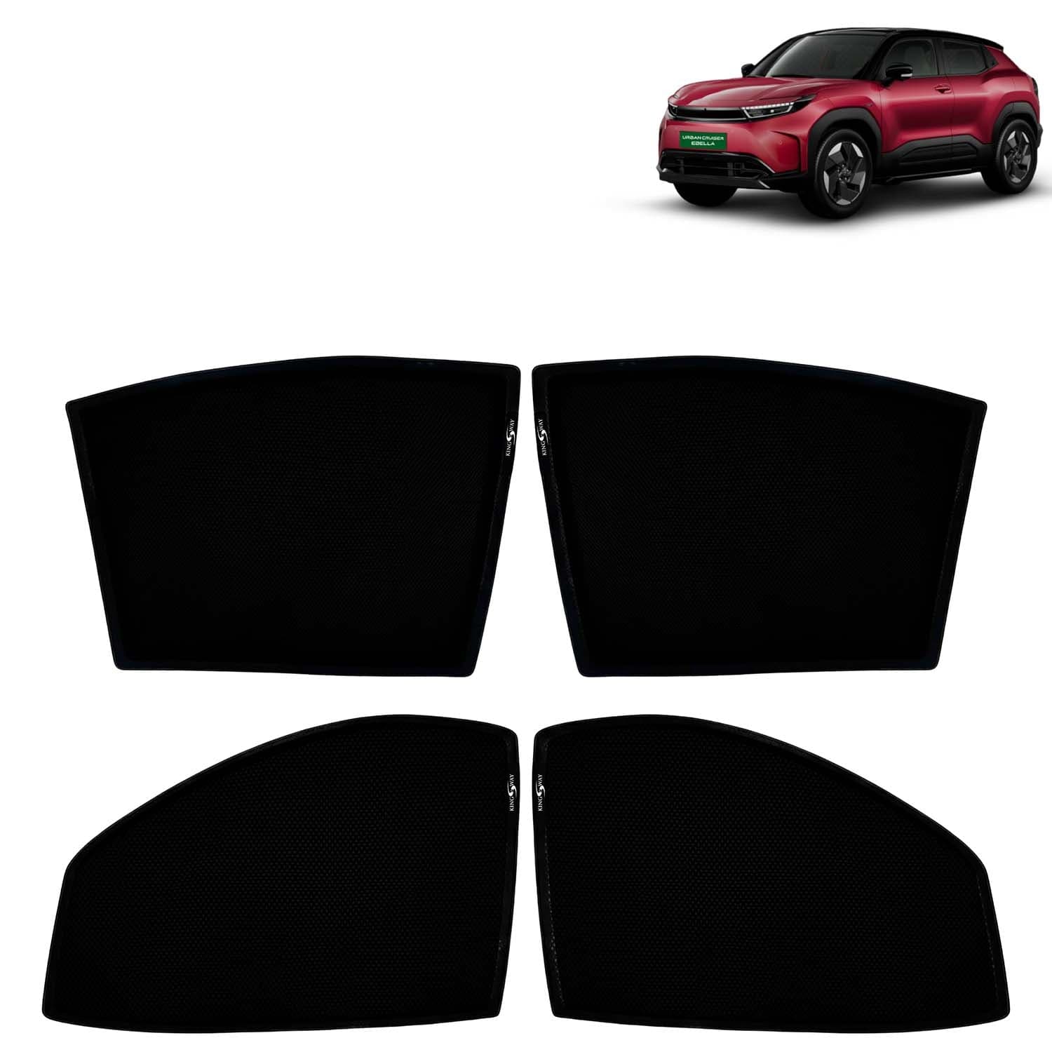 Car Sun Shade Curtains Only Compatible with Toyota Urban Cruiser Ebella (2026 Onwards) | Z-Black Fix-Type (Non-Magnetic) | UV & Heat Protection | Pack of 4 Pcs
