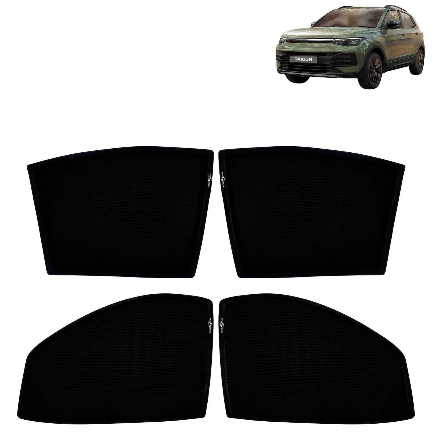 Car Sun Shade Curtains Only Compatible with Volkswagen Taigun (2026 Onwards) | Z-Black Fix-Type (Non-Magnetic) | UV & Heat Protection | Pack of 4 Pcs