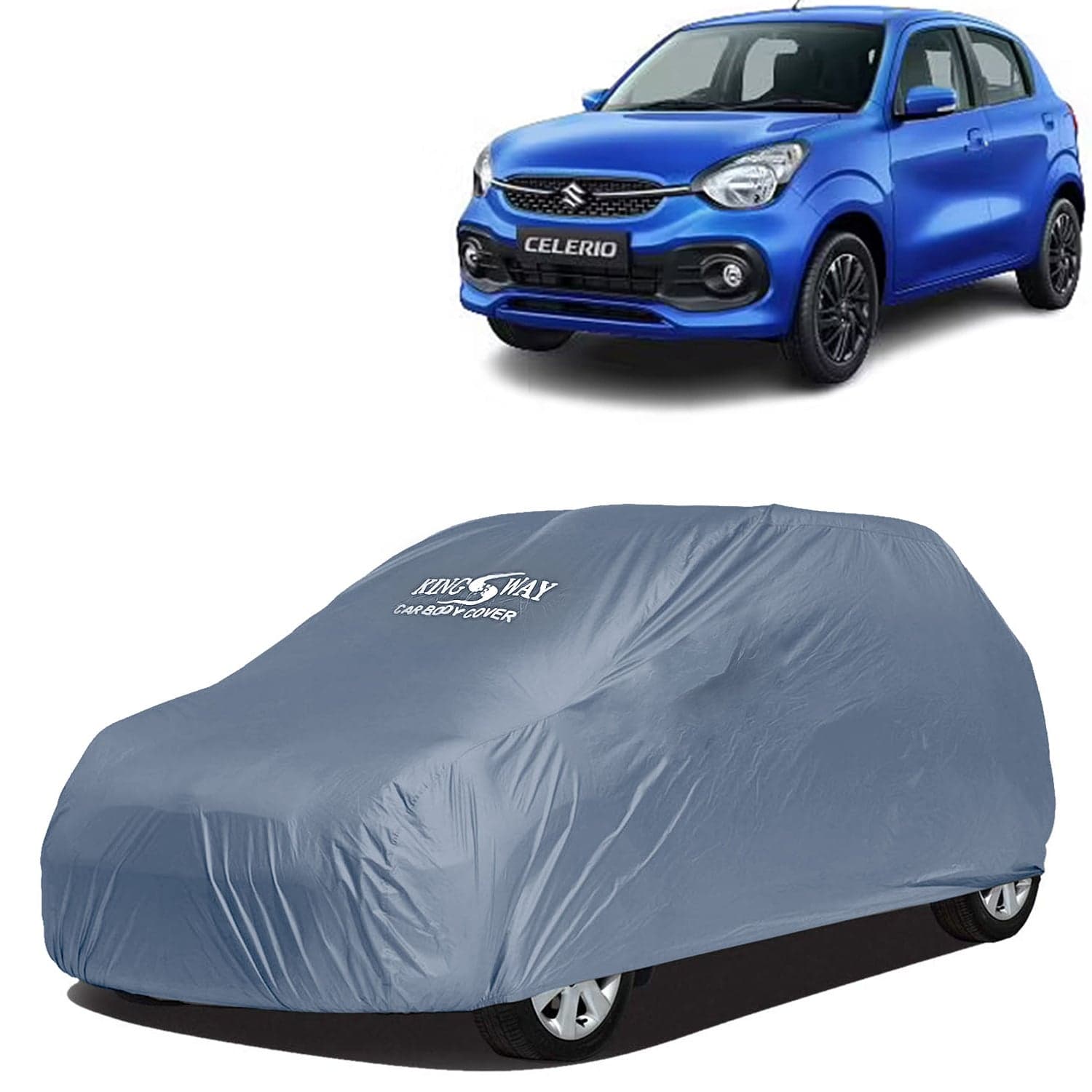 Celerio Car Body Cover Dustproof for (Year 2021 Onwards) All Model, Compatible with Maruti Suzuki Celerio Car Cover, Comes with Bird Droppings, Scratch, UV and Paint Protection, Grey Matty