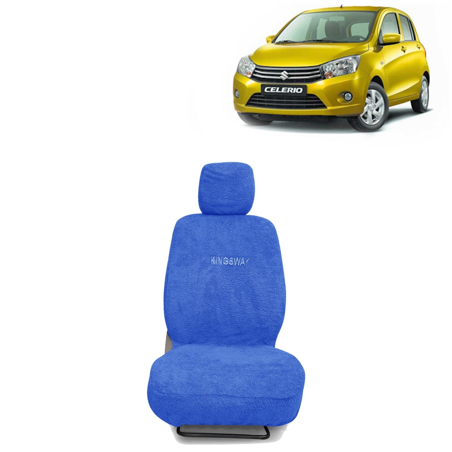 Celerio Seat Cover for (Year 2014 to 2021) All Model, Towel Fabric Car Seat Covers Compatible with Maruti Suzuki Celerio, Complete Set (Car Specific Front + Rear Seat Covers), Blue Color