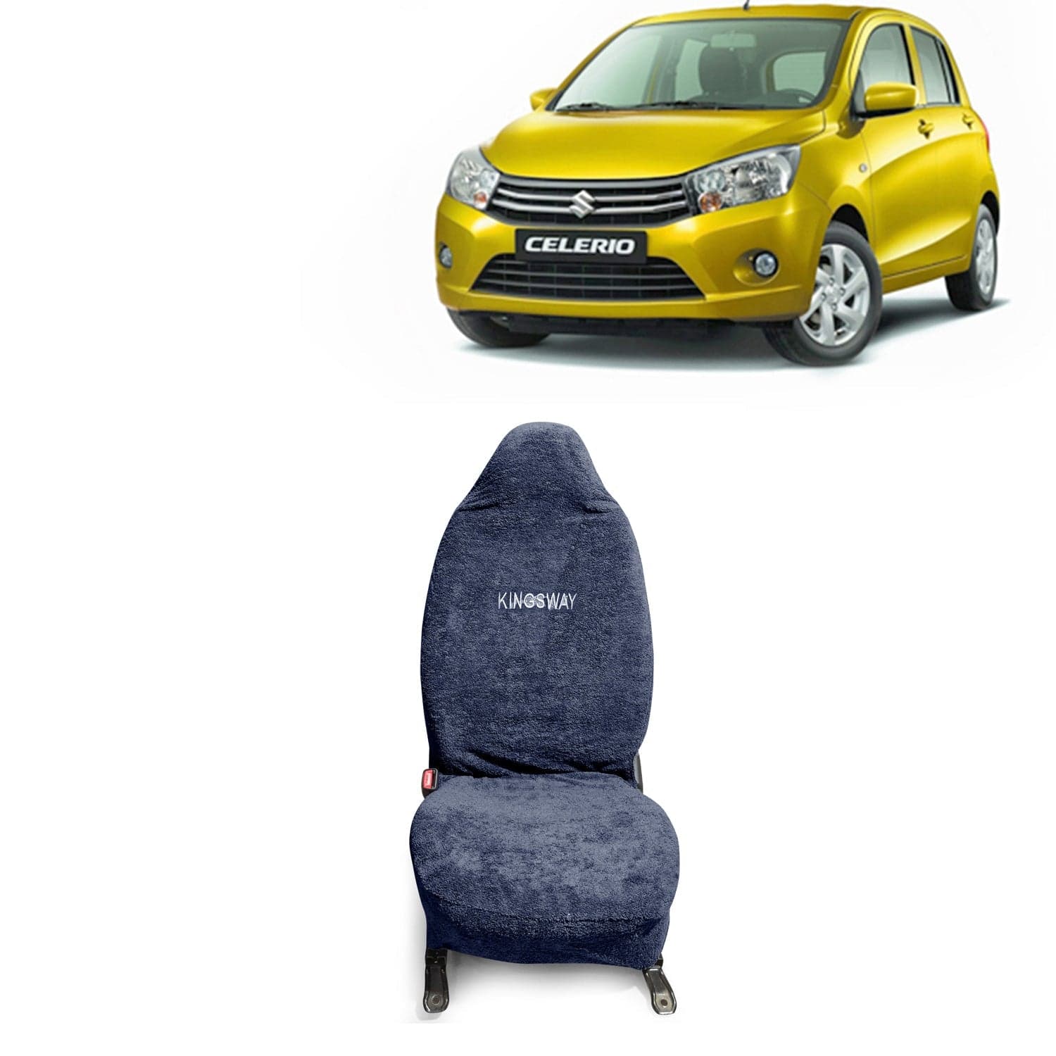 Celerio Seat Cover for (Year 2014 to 2021) All Model, Towel Fabric Car Seat Covers Compatible with Maruti Suzuki Celerio, Complete Set (Car Specific Front + Rear Seat Covers), Grey Color