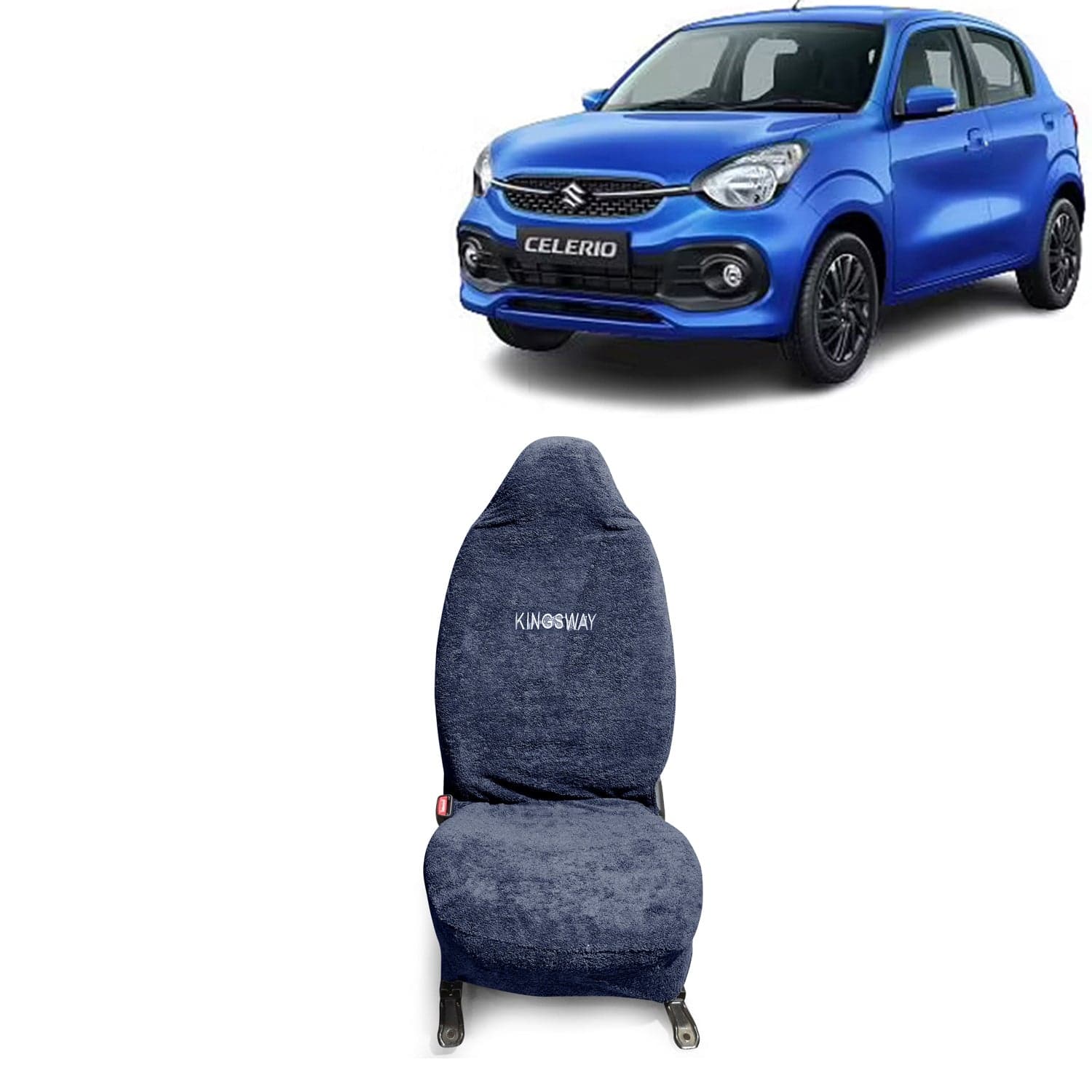 Celerio Seat Cover for (Year 2021 Onwards) All Model, Towel Fabric Car Seat Covers Compatible with Maruti Suzuki Celerio, Complete Set (Car Specific Front + Rear Seat Covers), Grey Color