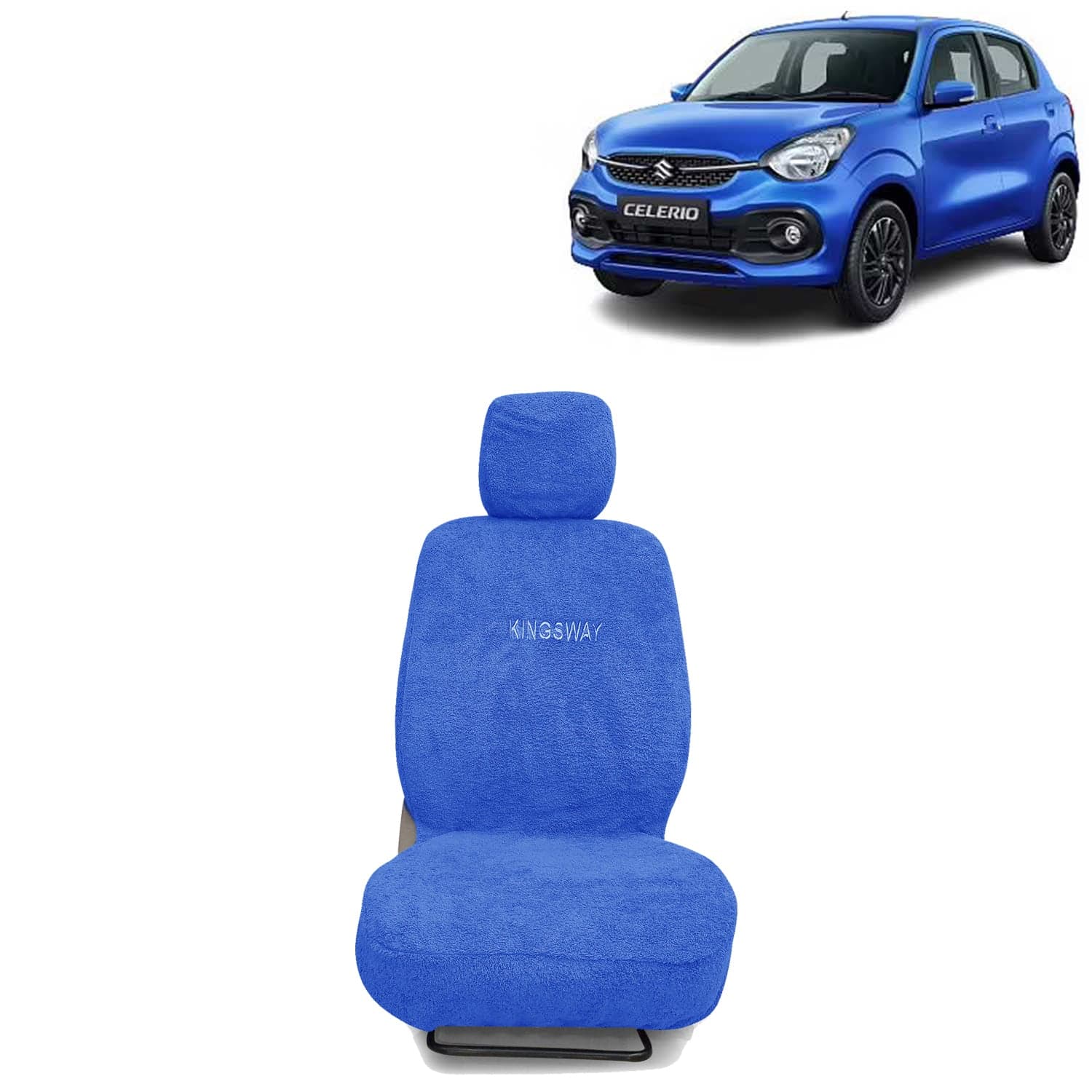 Celerio Seat Cover for (Year 2021 Onwards) All Model, Towel Fabric Car Seat Covers Compatible with Maruti Suzuki Celerio, Complete Set (Car Specific Front + Rear Seat Covers), Blue Color