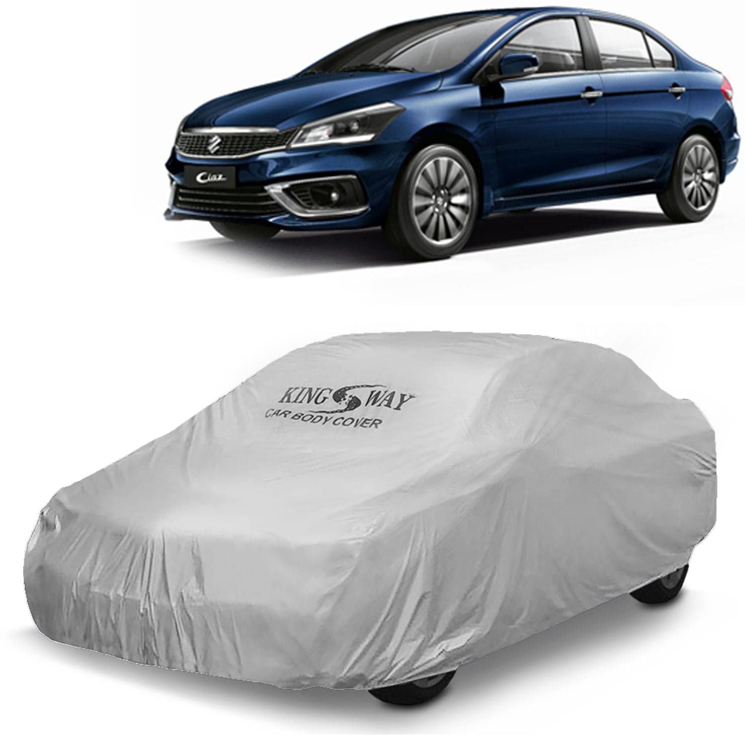 Ciaz Car Body Cover Dustproof for (Year 2018 Onwards) All Model, Compatible with Maruti Suzuki Ciaz Car Cover, Comes with Bird Droppings, Scratch, UV and Paint Protection, Silver Matty
