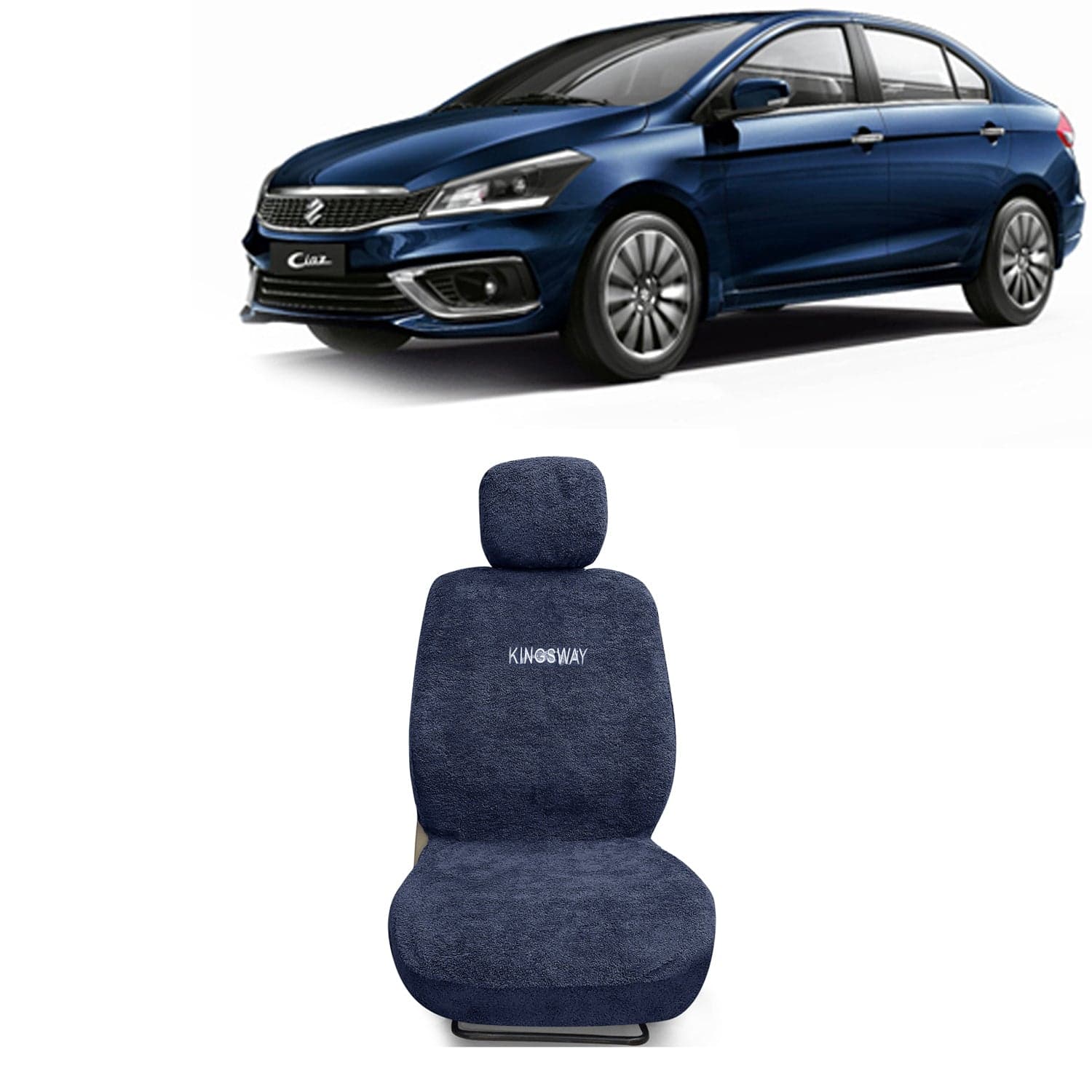 Ciaz Seat Cover for (Year 2018 Onwards) All Model, Towel Fabric Car Seat Covers Compatible with Maruti Suzuki Ciaz, Complete Set (Car Specific Front + Rear Seat Covers), Grey Color