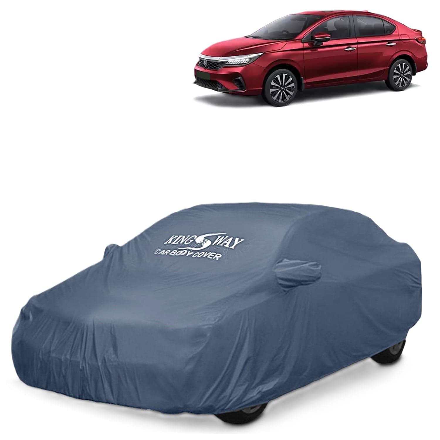 City Car Body Cover Dustproof with Mirror Pockets for (Year 2023 Onwards), Compatible with Honda City Car Cover, Comes with Bird Poop, Scratch, UV and Paint Protection, Grey Matty