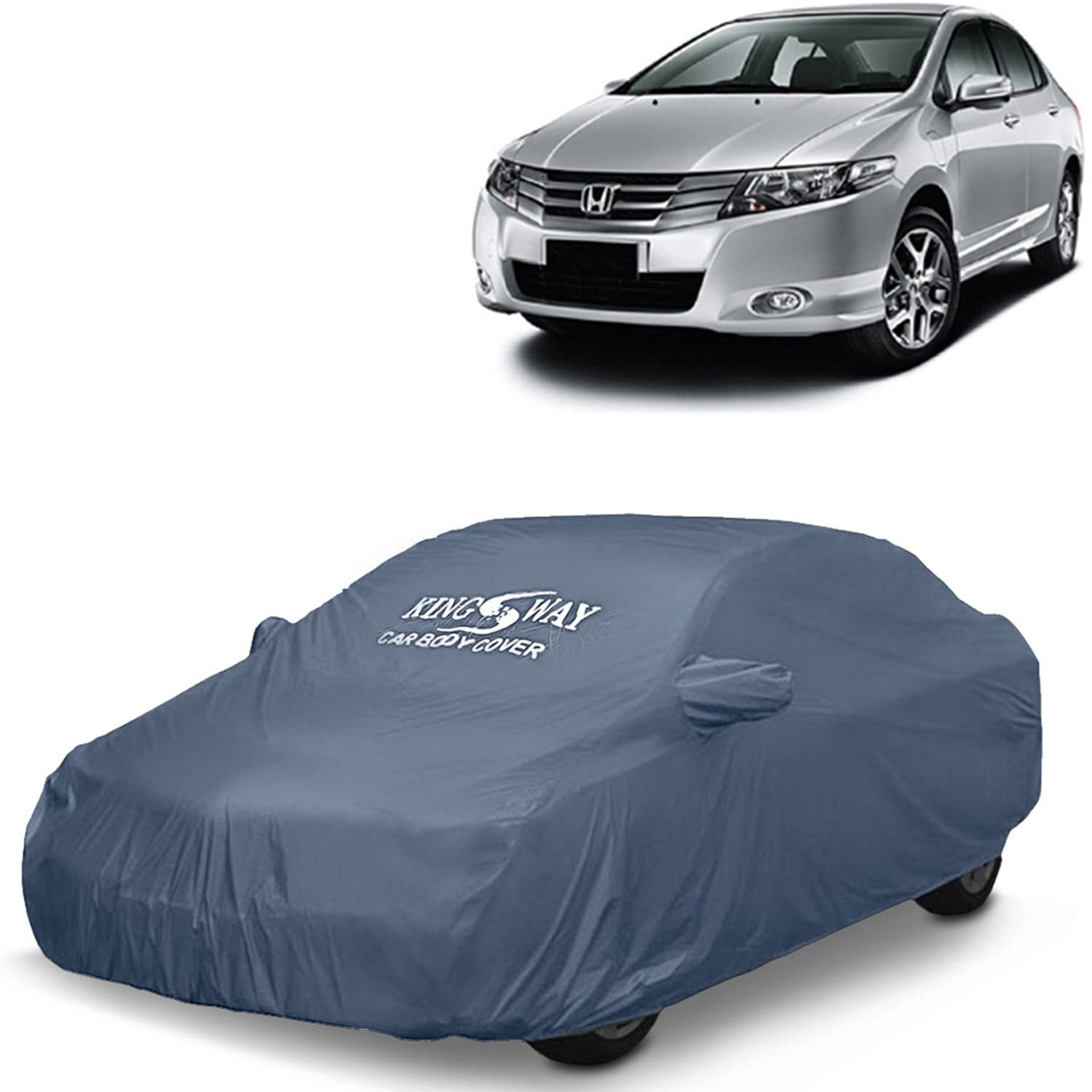 City Car Body Cover Dustproof with Mirror Pockets for (Year 2009 to 2013), Compatible with Honda City Car Cover, Comes with Bird Poop, Scratch, UV and Paint Protection, Grey Matty