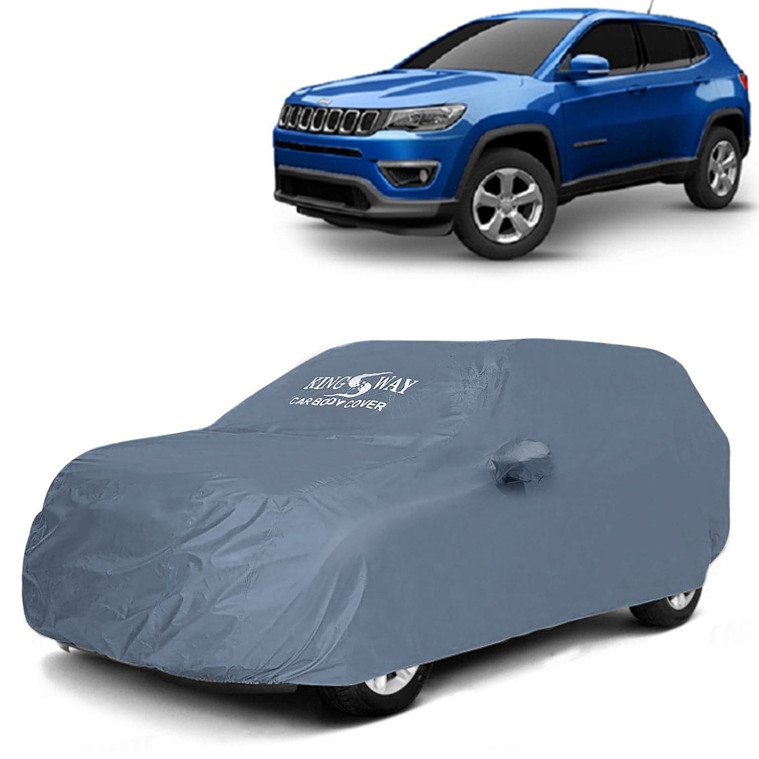 Compass Car Body Cover Dustproof with Mirror Pockets for (Year 2017 to 2020), Compatible with Jeep Compass Car Cover, Comes with Bird Poop, Scratch, UV and Paint Protection, Grey Matty