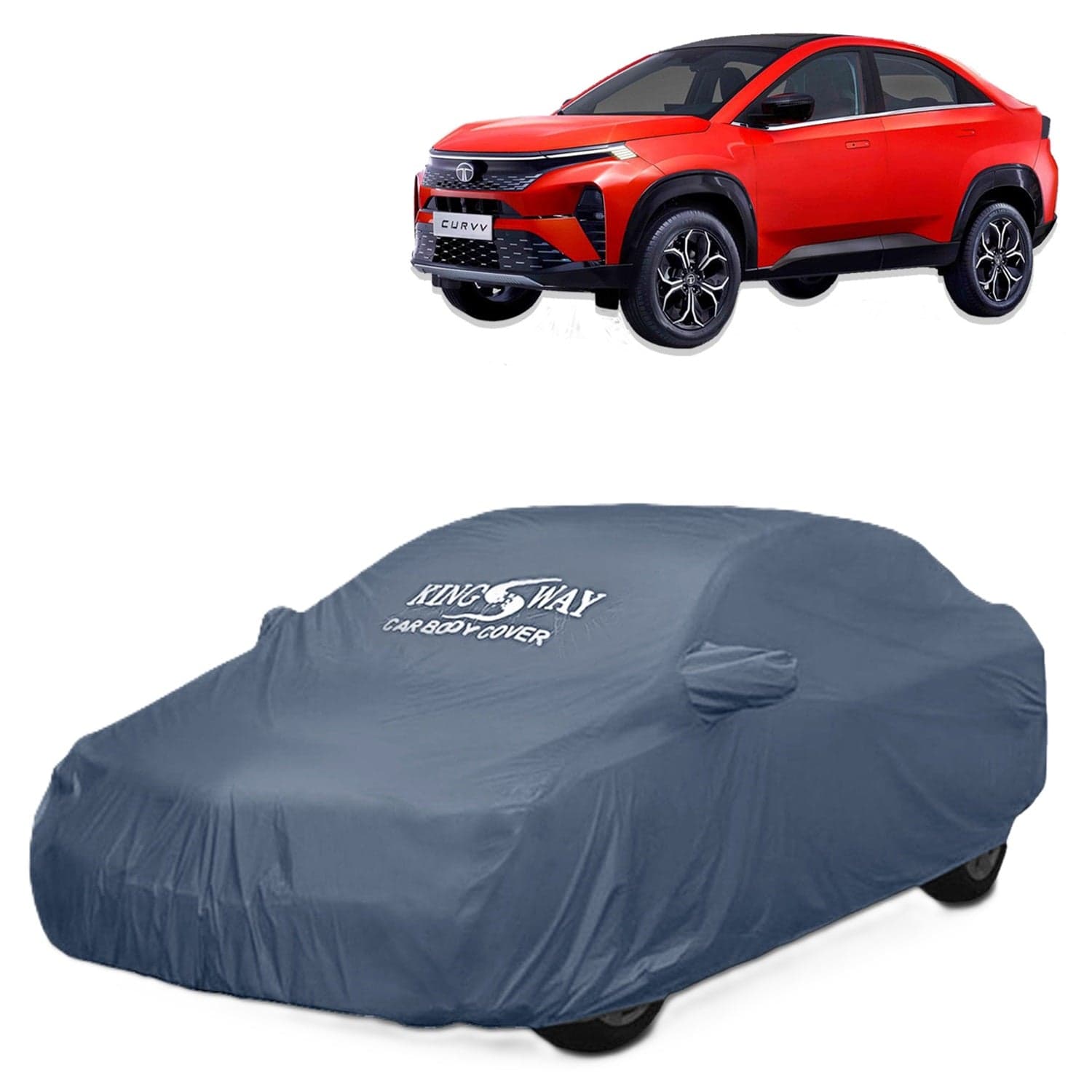 Curvv Car Body Cover Dustproof with Mirror Pockets for (Year 2024 Onwards), Compatible with Tata Curvv Car Cover, Comes with Bird Poop, Scratch, UV and Paint Protection, Grey Matty