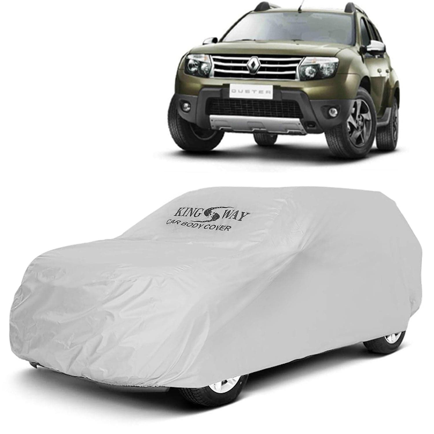 Duster Car Body Cover Dustproof for (Year 2012 to 2014) All Model, Compatible with Renault Duster Car Cover, Comes with Bird Droppings, Scratch, UV and Paint Protection, Silver Matty