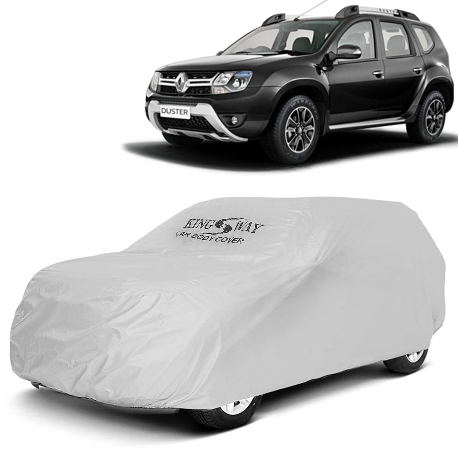 Duster Car Body Cover Dustproof for (Year 2014 to 2022) All Model, Compatible with Renault Duster Car Cover, Comes with Bird Droppings, Scratch, UV and Paint Protection, Silver Matty