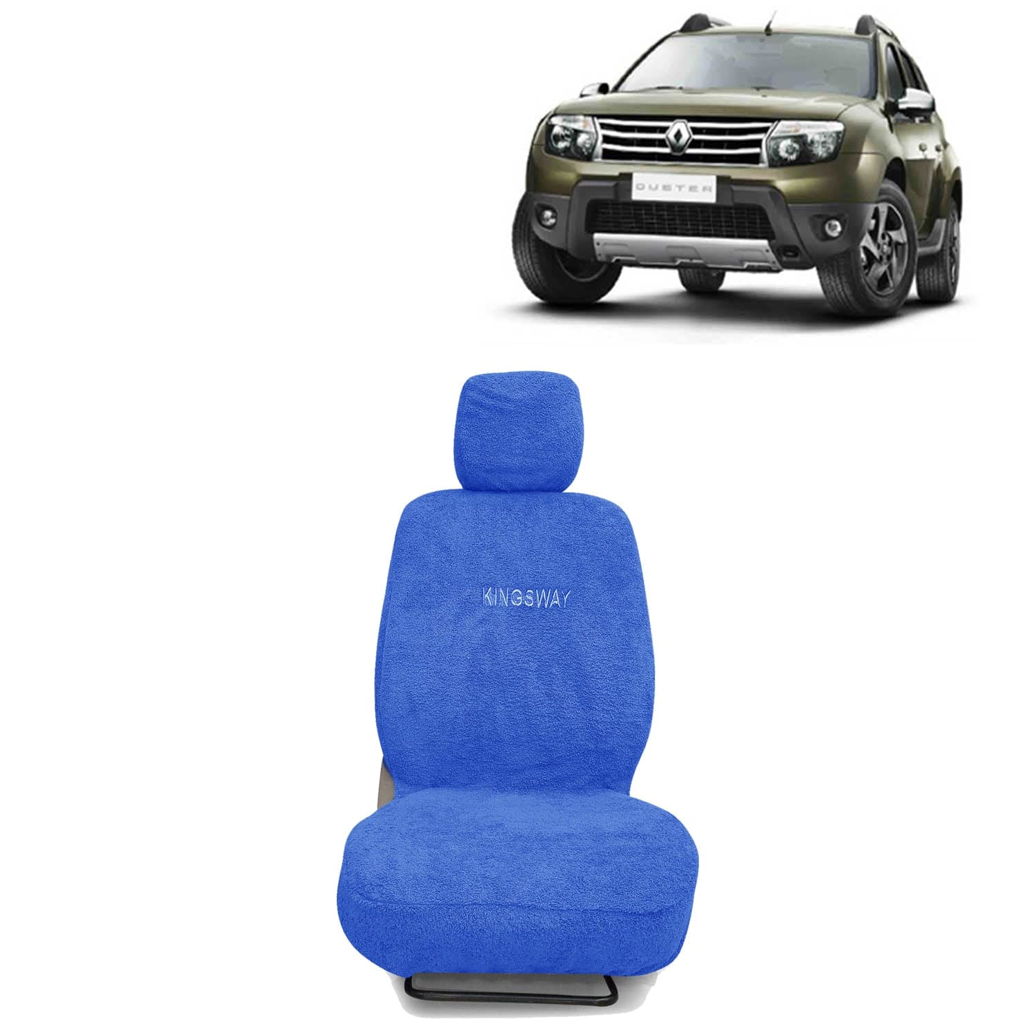 Duster Seat Cover for (Year 2012 to 2014) All Model, Towel Fabric Car Seat Covers Compatible with Renault Duster, Complete Set (Car Specific Front + Rear Seat Covers), Blue Color