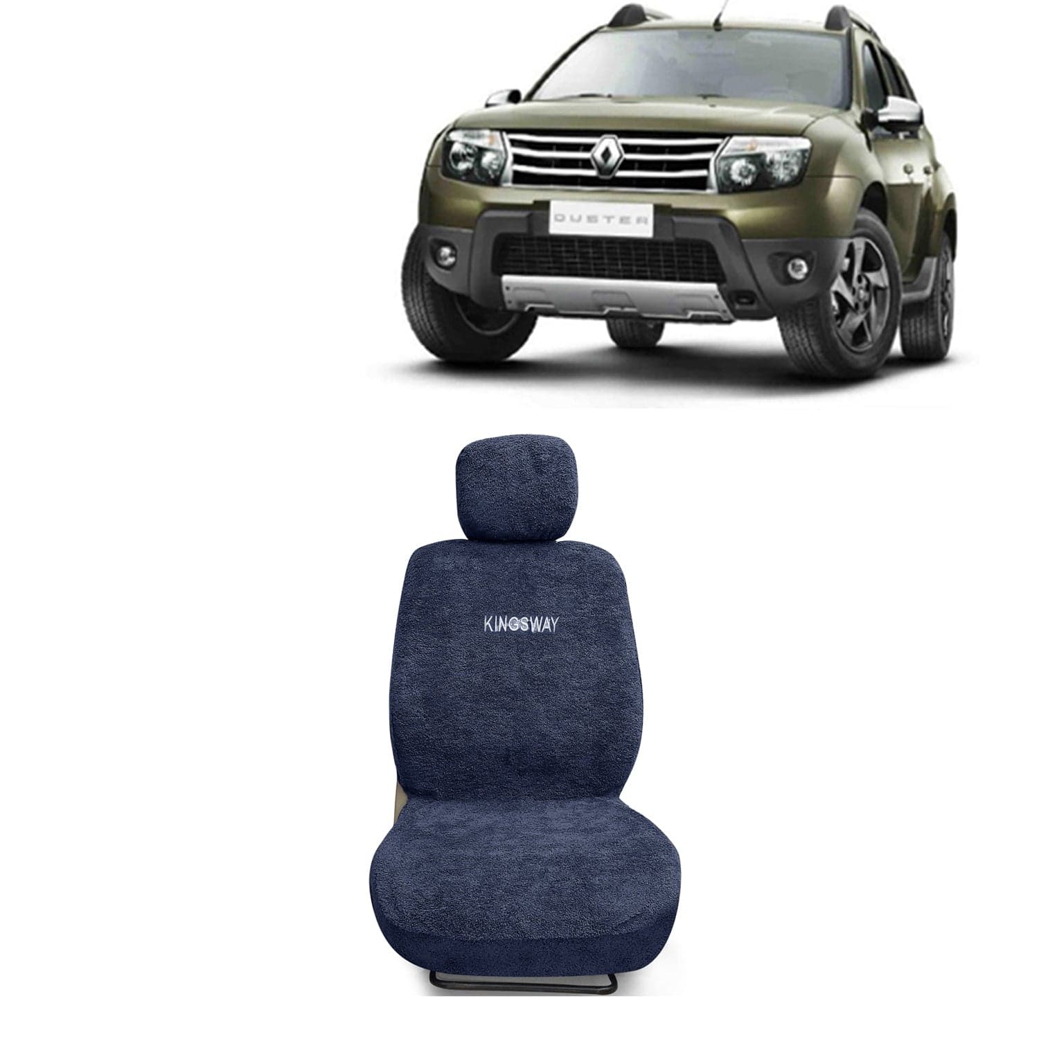 Duster Seat Cover for (Year 2012 to 2014) All Model, Towel Fabric Car Seat Covers Compatible with Renault Duster, Complete Set (Car Specific Front + Rear Seat Covers), Grey Color