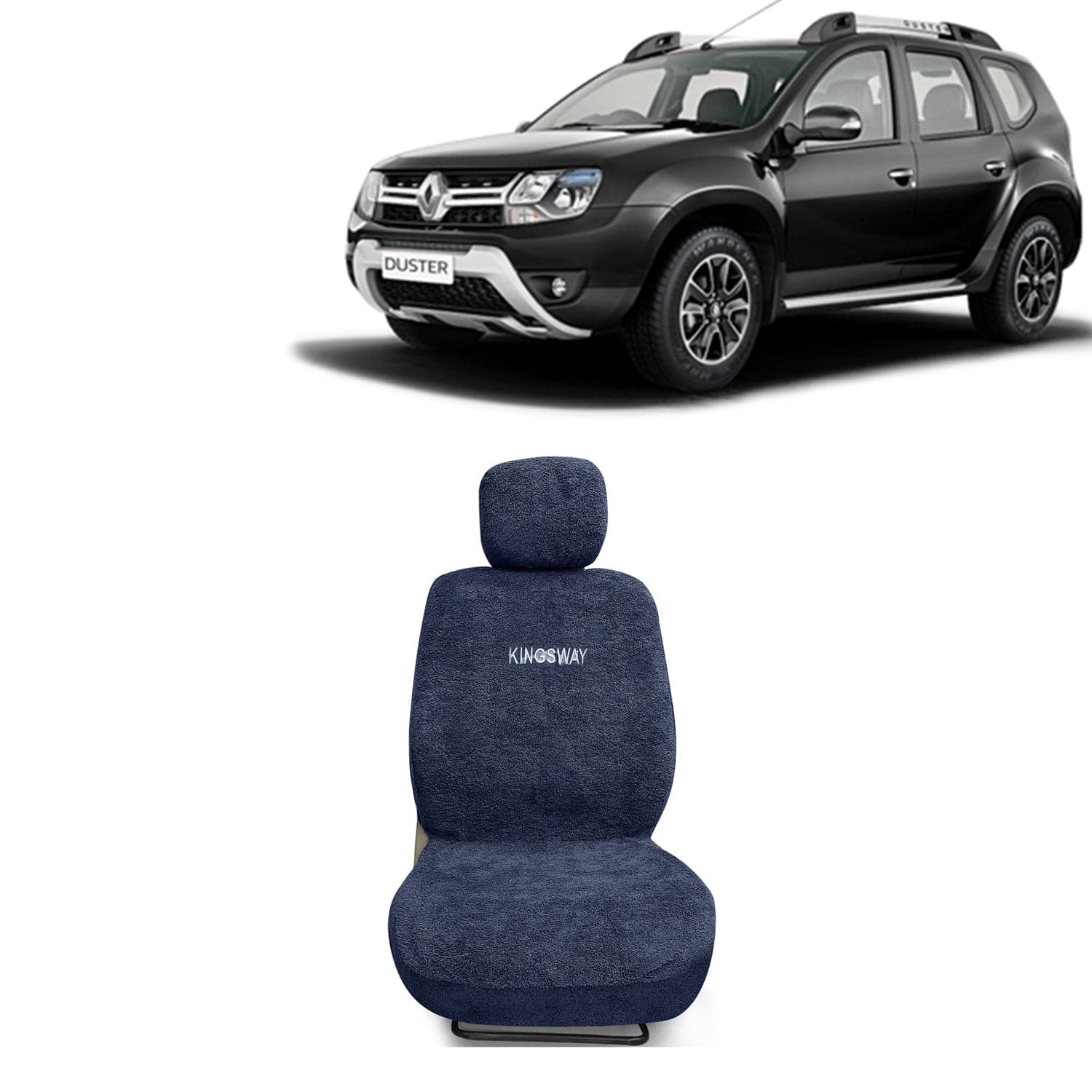 Duster Seat Cover for (Year 2014 to 2022) All Model, Towel Fabric Car Seat Covers Compatible with Renault Duster, Complete Set (Car Specific Front + Rear Seat Covers), Grey Color