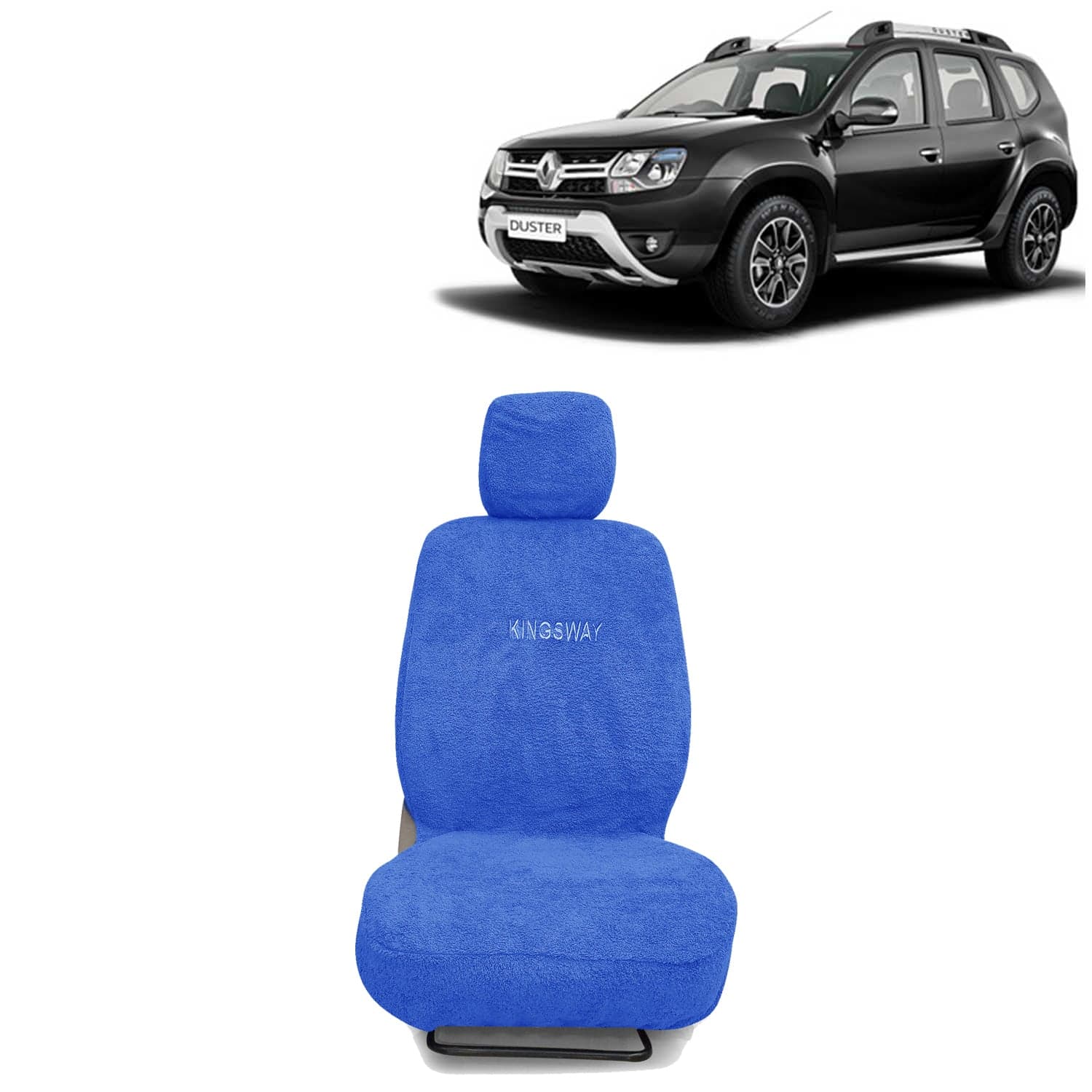 Duster Seat Cover for (Year 2014 to 2022) All Model, Towel Fabric Car Seat Covers Compatible with Renault Duster, Complete Set (Car Specific Front + Rear Seat Covers), Blue Color
