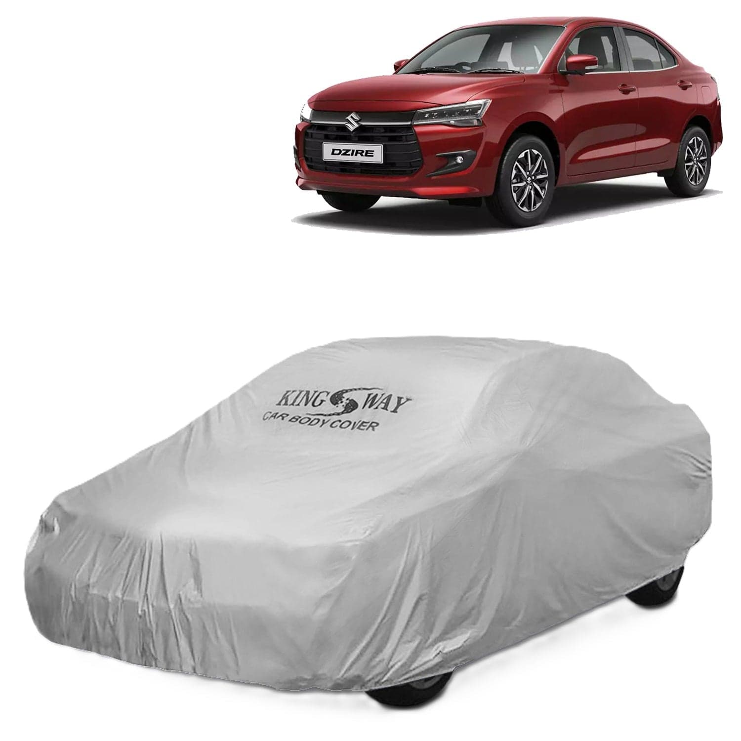 Dzire Car Body Cover Dustproof for (Year 2024 Onwards) All Model, Compatible with Maruti Suzuki Dzire Car Cover, Comes with Bird Droppings, Scratch, UV and Paint Protection, Silver Matty