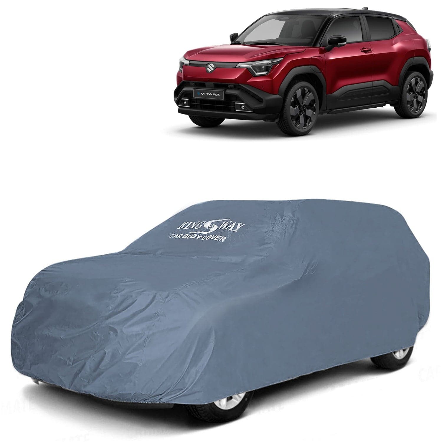 e Vitara Car Body Cover Dustproof for (Year 2025 Onwards) All Model, Compatible with Maruti Suzuki e Vitara Car Cover, Comes with Bird Droppings, Scratch, UV and Paint Protection, Grey Matty