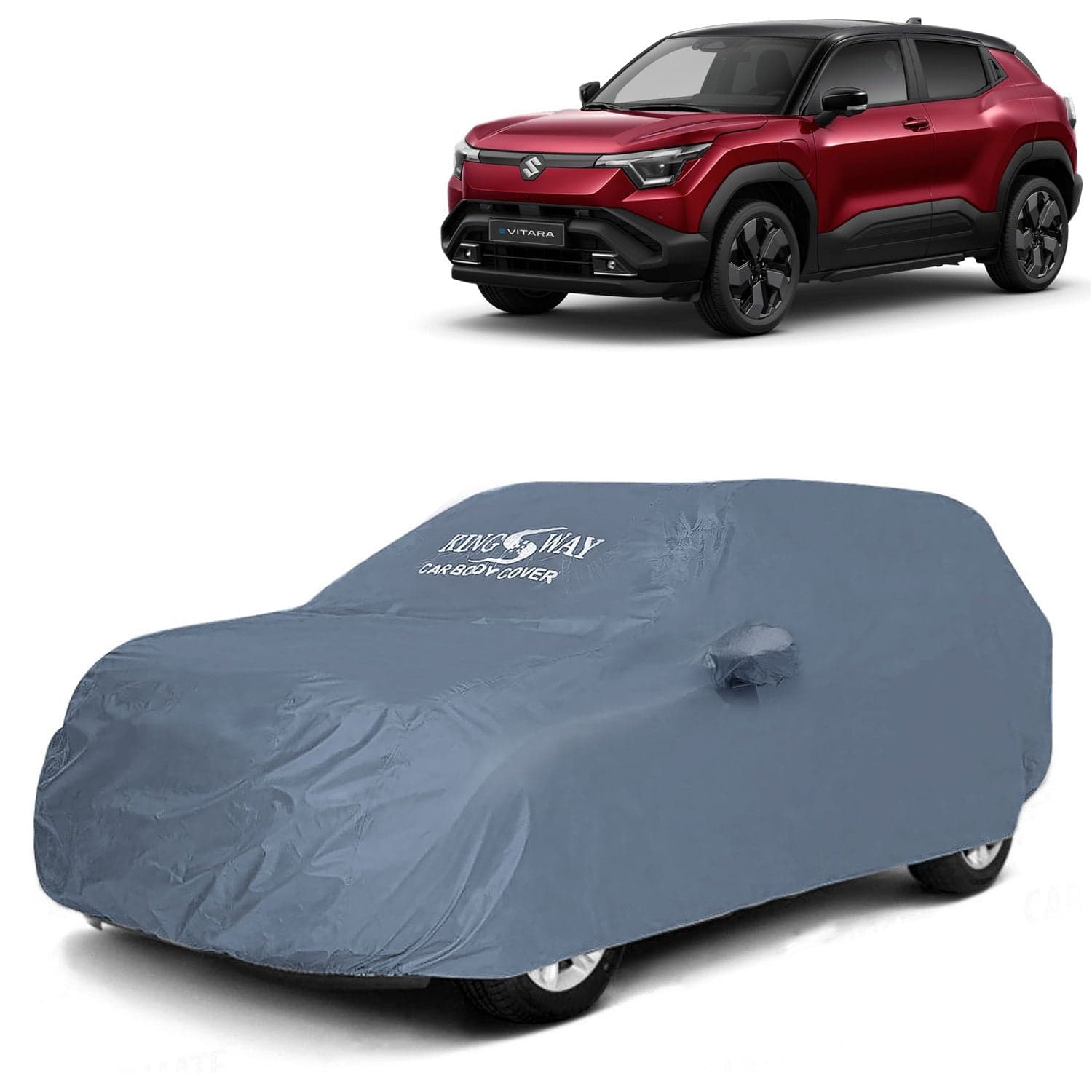 e Vitara Car Body Cover Dustproof with Mirror Pockets for (Year 2025 Onwards), Compatible with Maruti Suzuki e Vitara Car Cover, Bird Poop, Scratch, UV and Paint Protection, Grey Matty