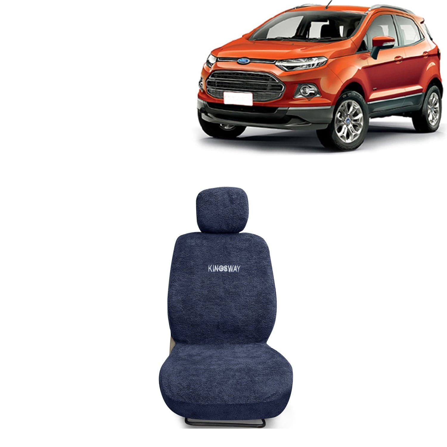 Ecosport Seat Cover for (Year 2012 to 2016) All Model, Towel Fabric Car Seat Covers Compatible with Ford Ecosport, Complete Set (Car Specific Front + Rear Seat Covers), Grey Color
