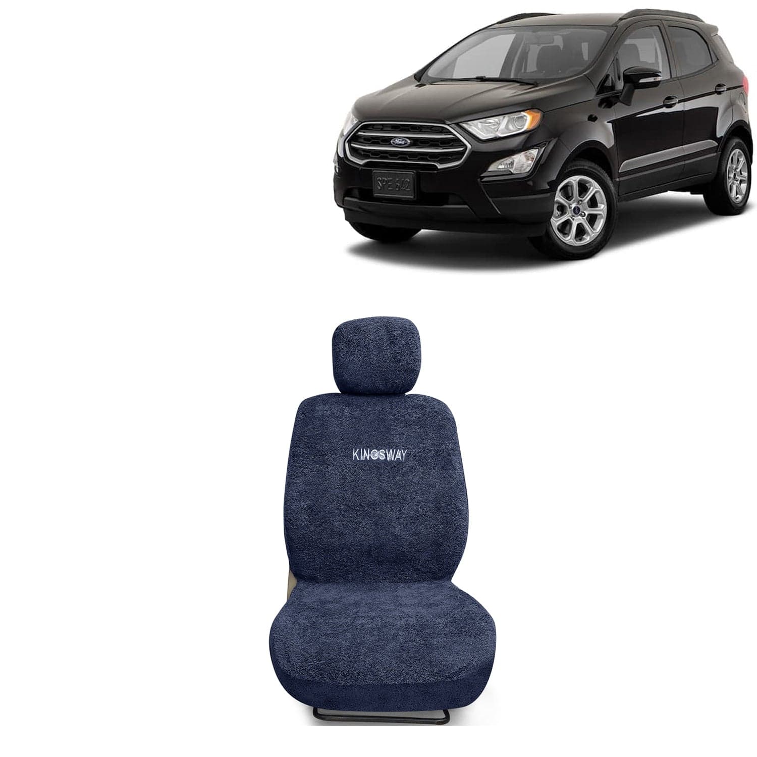 Ecosport Seat Cover for (Year 2017 to 2021) All Model, Towel Fabric Car Seat Covers Compatible with Ford Ecosport, Complete Set (Car Specific Front + Rear Seat Covers), Grey Color