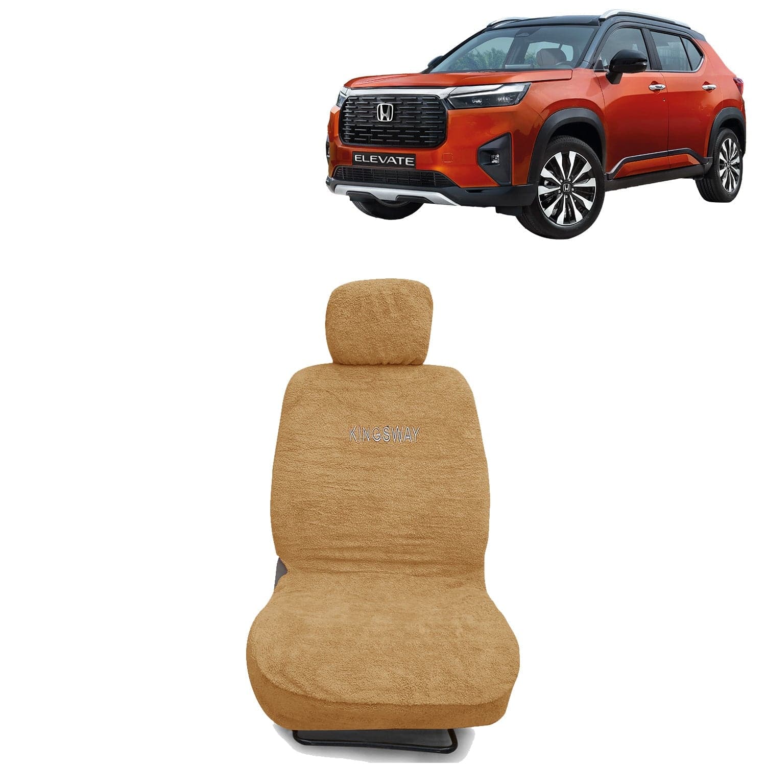 Elevate Seat Cover for (Year 2023 Onwards) All Model, Towel Fabric Car Seat Covers Compatible with Honda Elevate, Complete Set (Car Specific Front + Rear Seat Covers), Beige Color