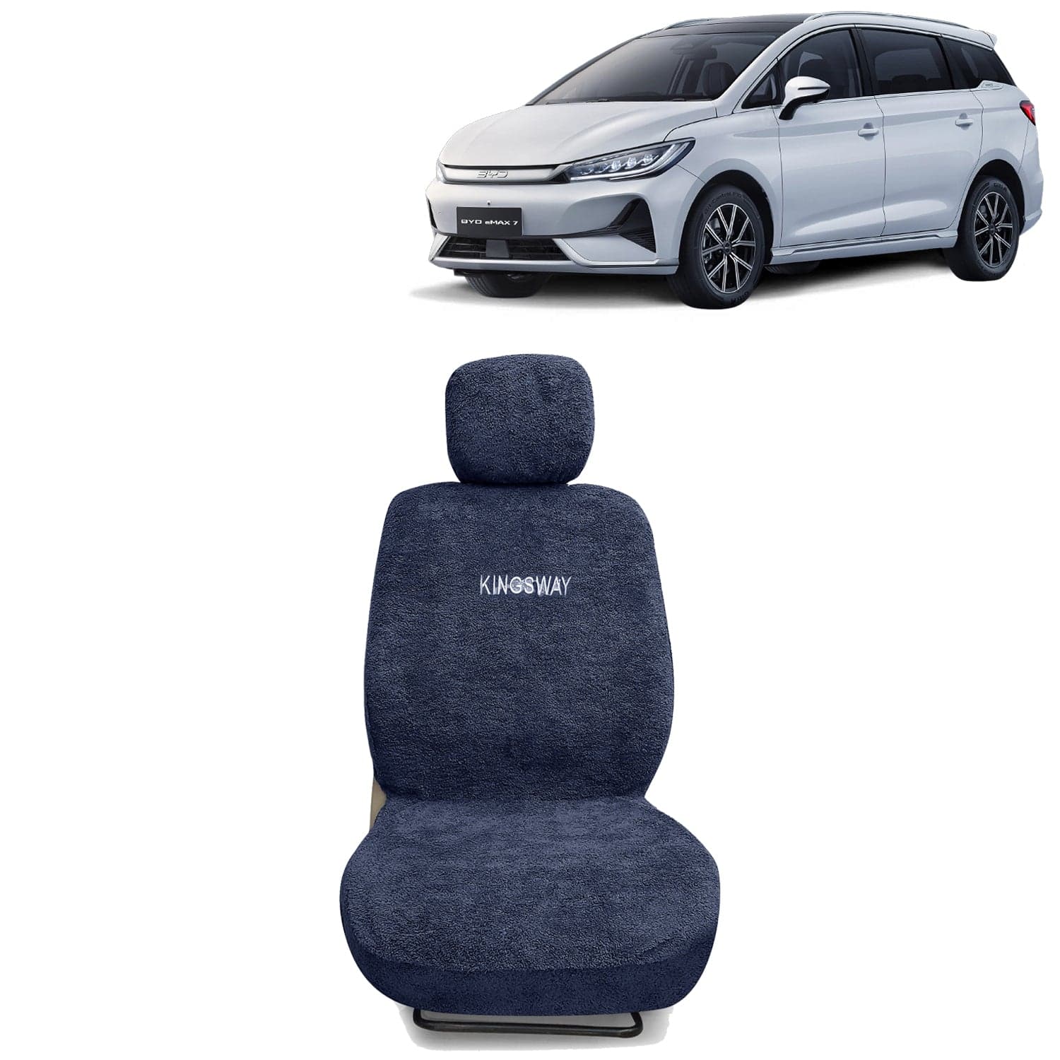 eMAX 7 Seat Cover for (Year 2024 Onwards) All Model, Towel Fabric Car Seat Covers Compatible with BYD eMAX 7 6 Seater, Complete Set (Car Specific Front + Rear Seat Covers), Grey Color