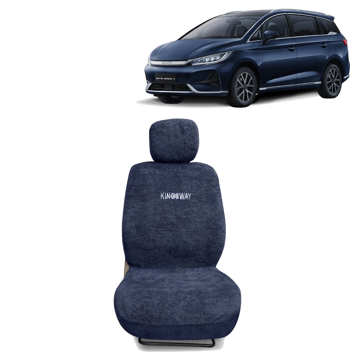 eMAX 7 Seat Cover for (Year 2024 Onwards) All Model, Towel Fabric Car Seat Covers Compatible with BYD eMAX 7 7 Seater, Complete Set (Car Specific Front + Rear Seat Covers), Grey Color