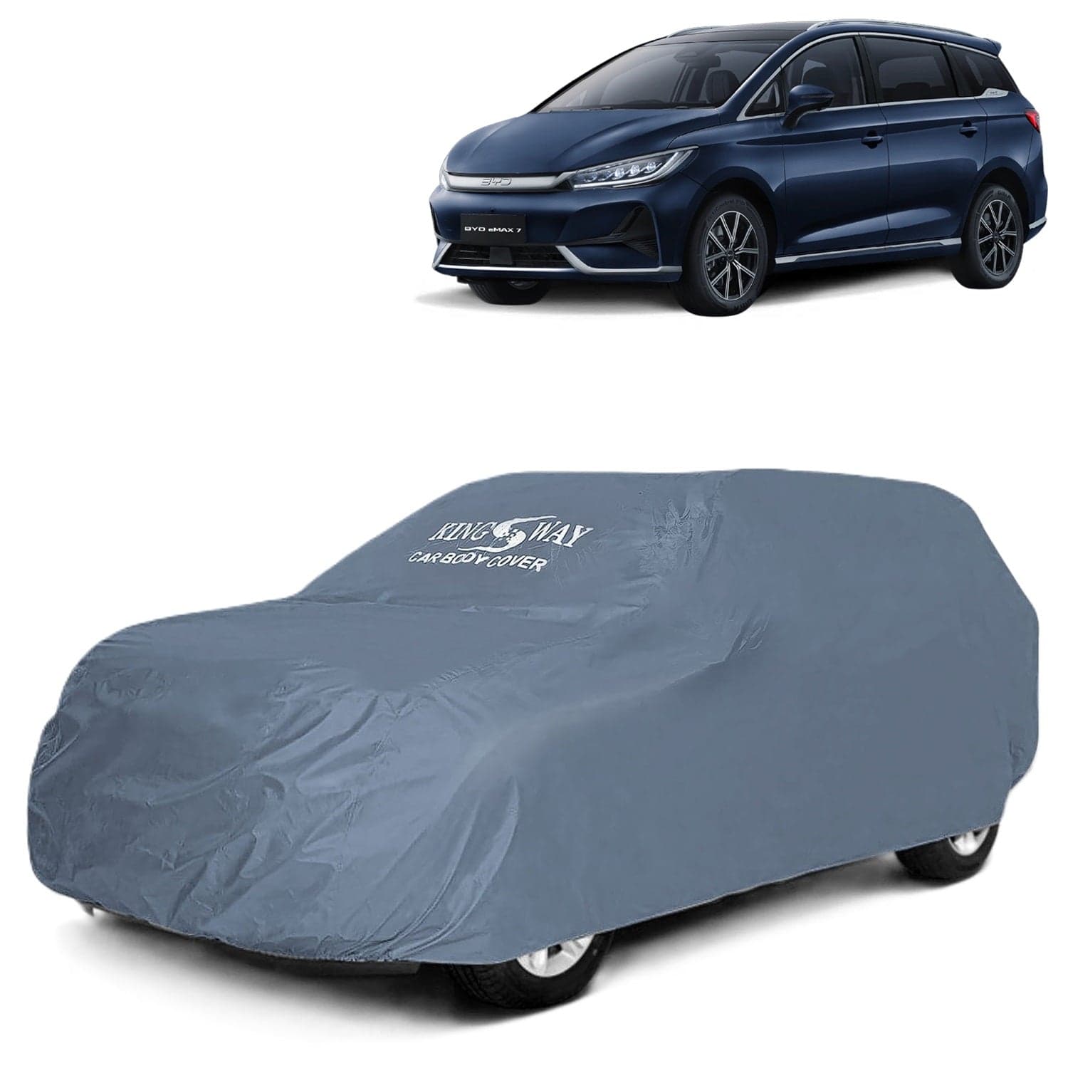 eMAX7 Car Body Cover Dustproof for (Year 2024 Onwards) All Model, Compatible with BYD eMAX7 Car Cover, Comes with Bird Droppings, Scratch, UV and Paint Protection, Grey Matty