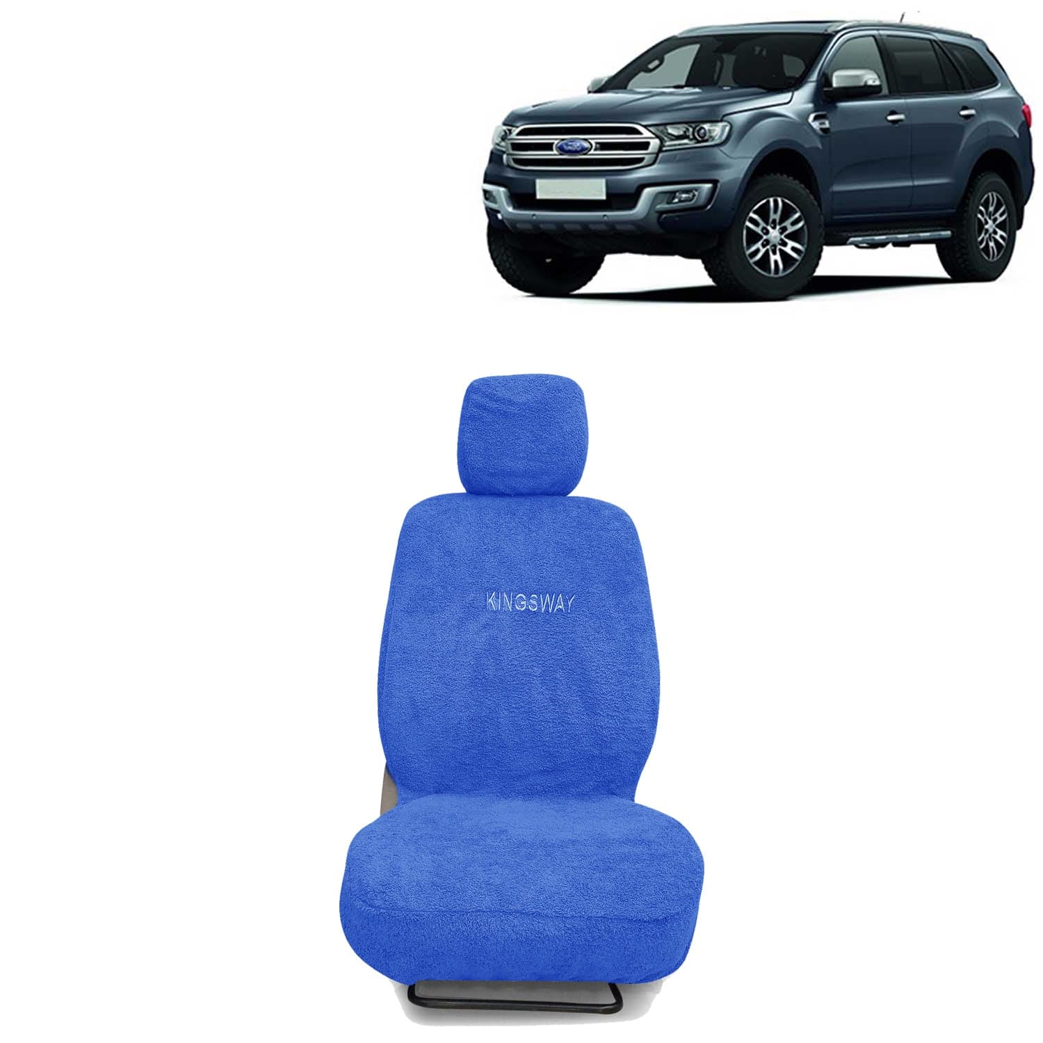 Endeavour Seat Cover for (Year 2015 to 2018) All Model, Towel Fabric Car Seat Covers Compatible with Ford Endeavour, Complete Set (Car Specific Front + Rear Seat Covers), Blue Color
