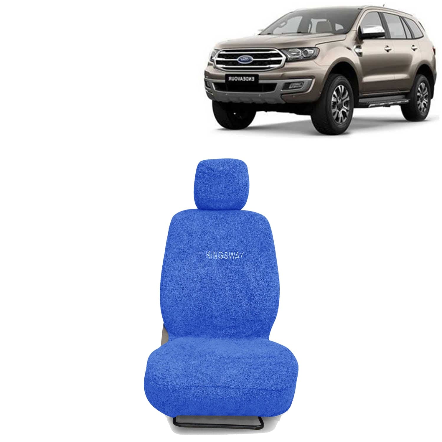 Endeavour Seat Cover for (Year 2019 to 2021) All Model, Towel Fabric Car Seat Covers Compatible with Ford Endeavour, Complete Set (Car Specific Front + Rear Seat Covers), Blue Color