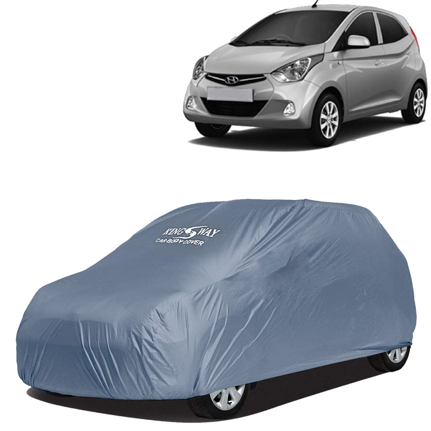 Eon Car Body Cover Dustproof for (Year 2011 to 2019) All Model, Compatible with Hyundai Eon Car Cover, Comes with Bird Droppings, Scratch, UV and Paint Protection, Grey Matty