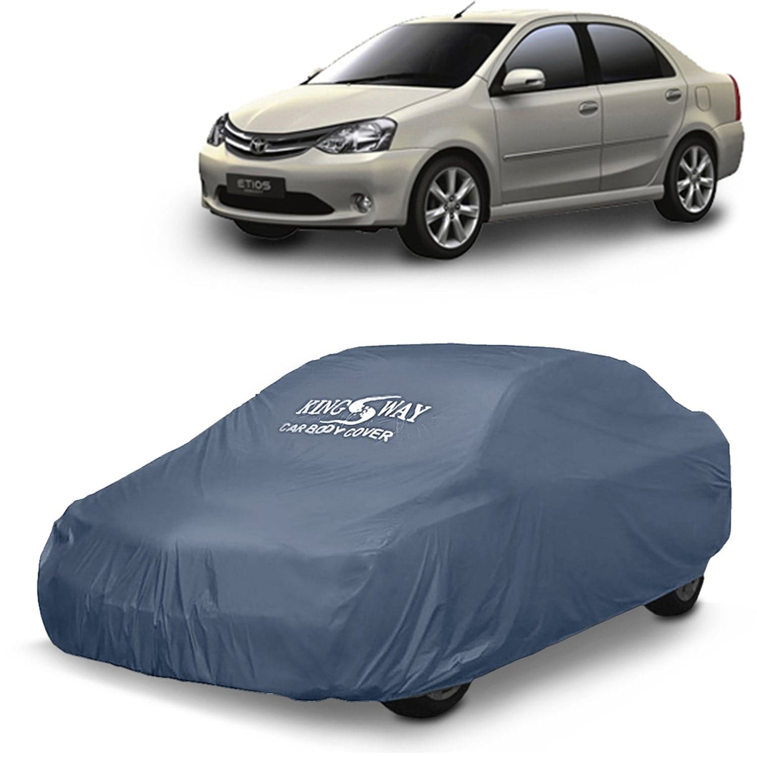 Etios Car Body Cover Dustproof for (Year 2010 to 2020) All Model, Compatible with Toyota Etios Car Cover, Comes with Bird Droppings, Scratch, UV and Paint Protection, Grey Matty