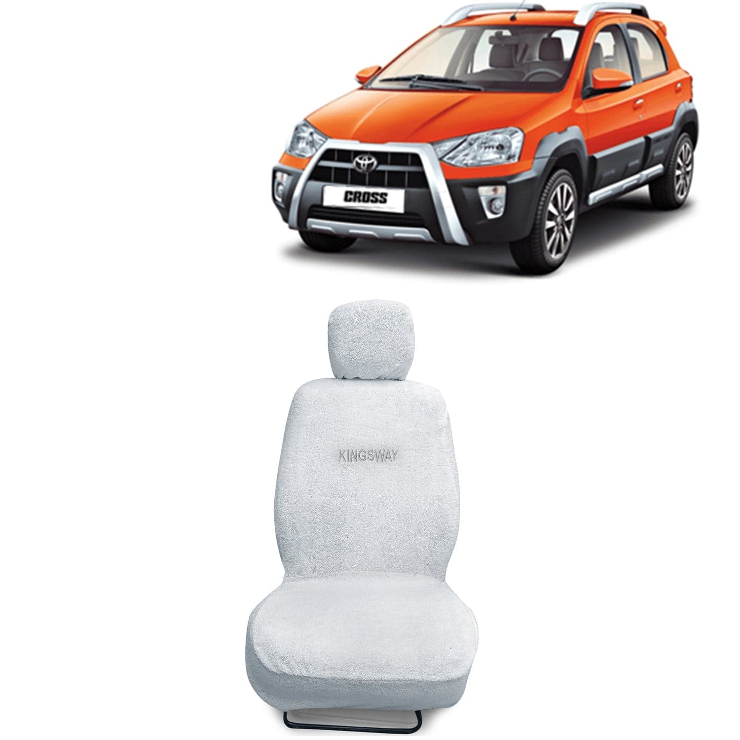 Etios Cross Seat Cover for (Year 2014 to 2020) All Model, Towel Fabric Car Seat Covers Compatible with Toyota Etios Cross, Complete Set (Car Specific Front + Rear Seat Covers), White Color