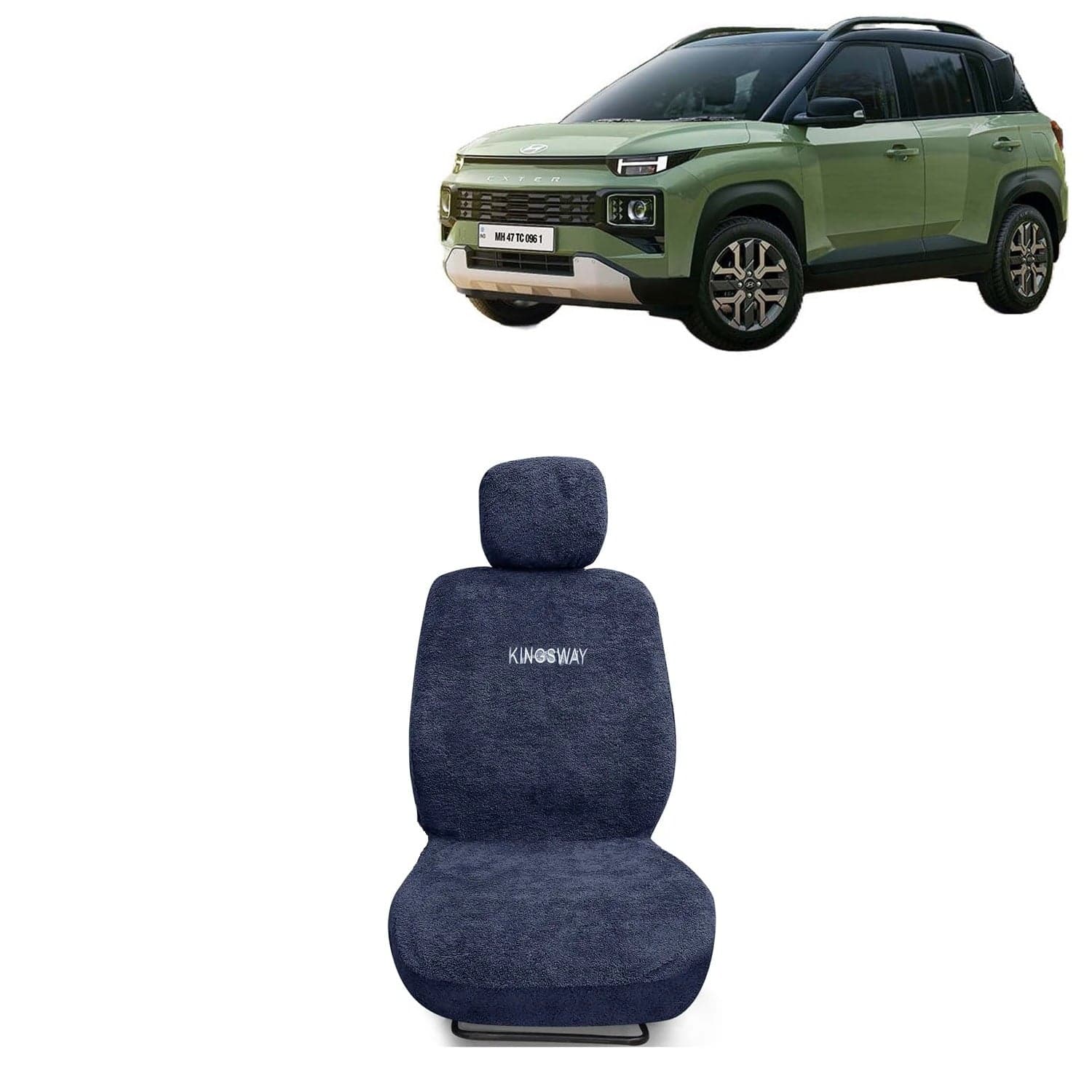 Exter Seat Cover for (Year 2023 Onwards) All Model, Towel Fabric Car Seat Covers Compatible with Hyundai Exter, Complete Set (Car Specific Front + Rear Seat Covers), Grey Color
