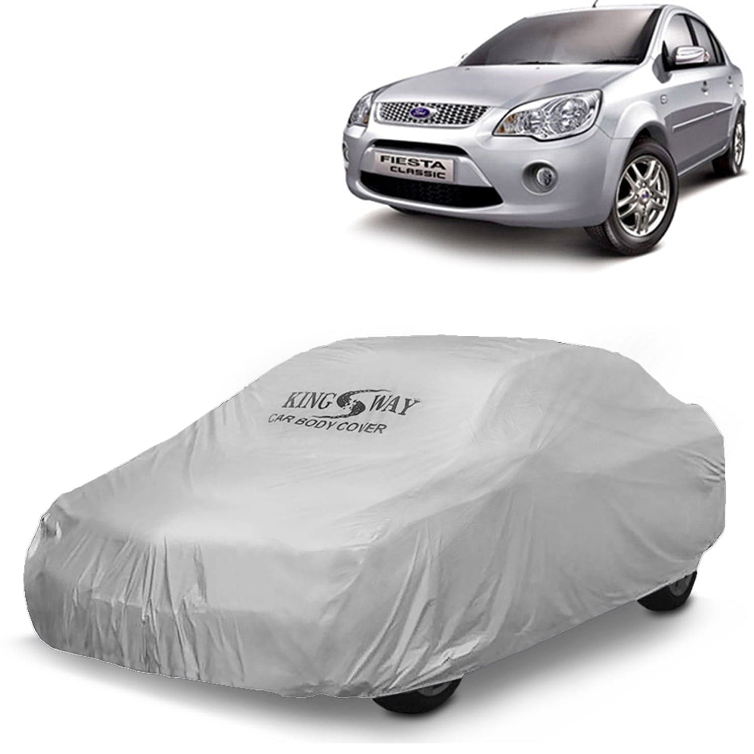 Fiesta Car Body Cover Dustproof for (Year 2005 to 2011) All Model, Compatible with Ford Fiesta Car Cover, Comes with Bird Droppings, Scratch, UV and Paint Protection, Silver Matty